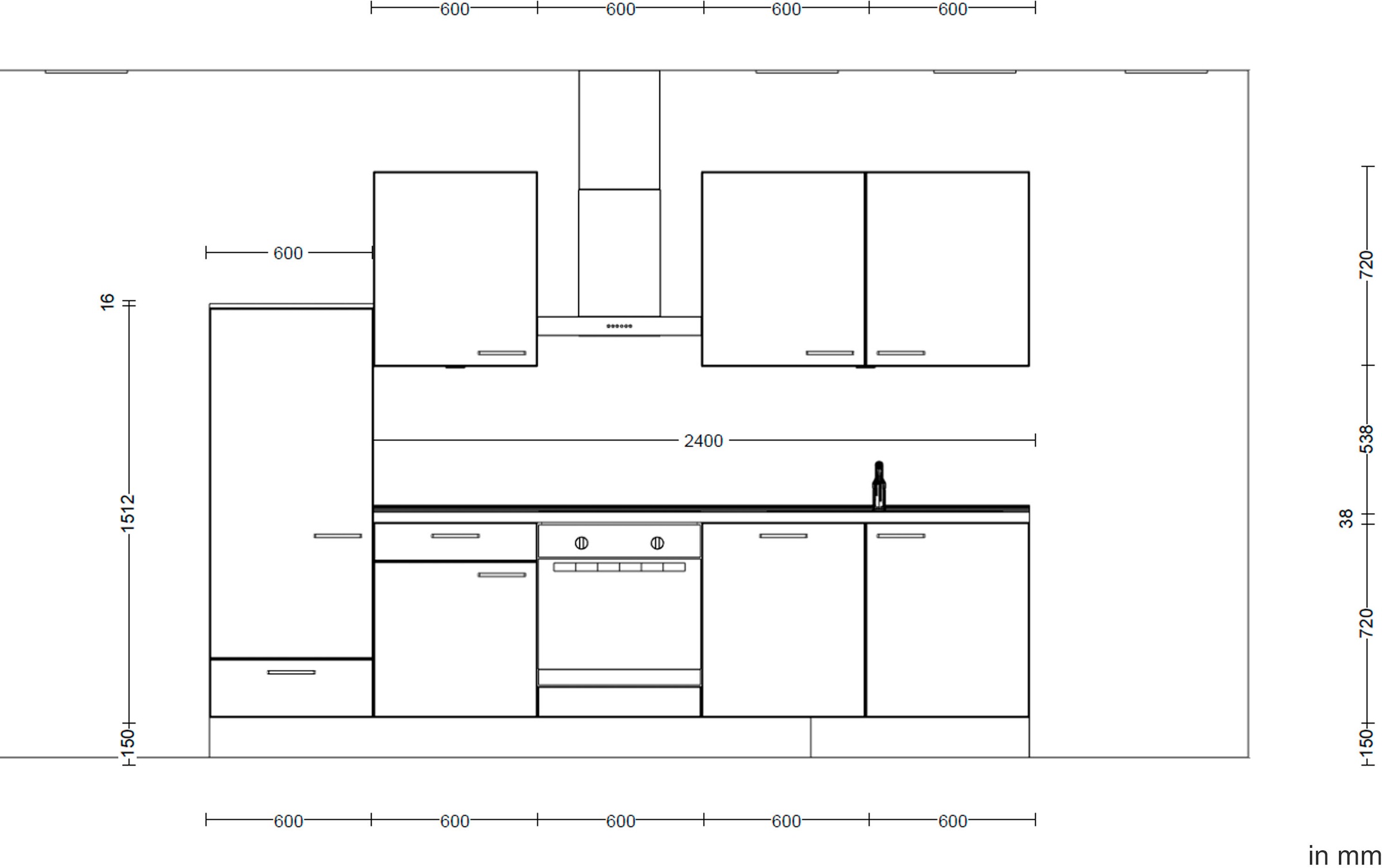 nobilia® Küchenzeile »"Structura basic"«, vormontiert, Ausrichtung wählbar, Breite 300 cm, mit E-Geräten