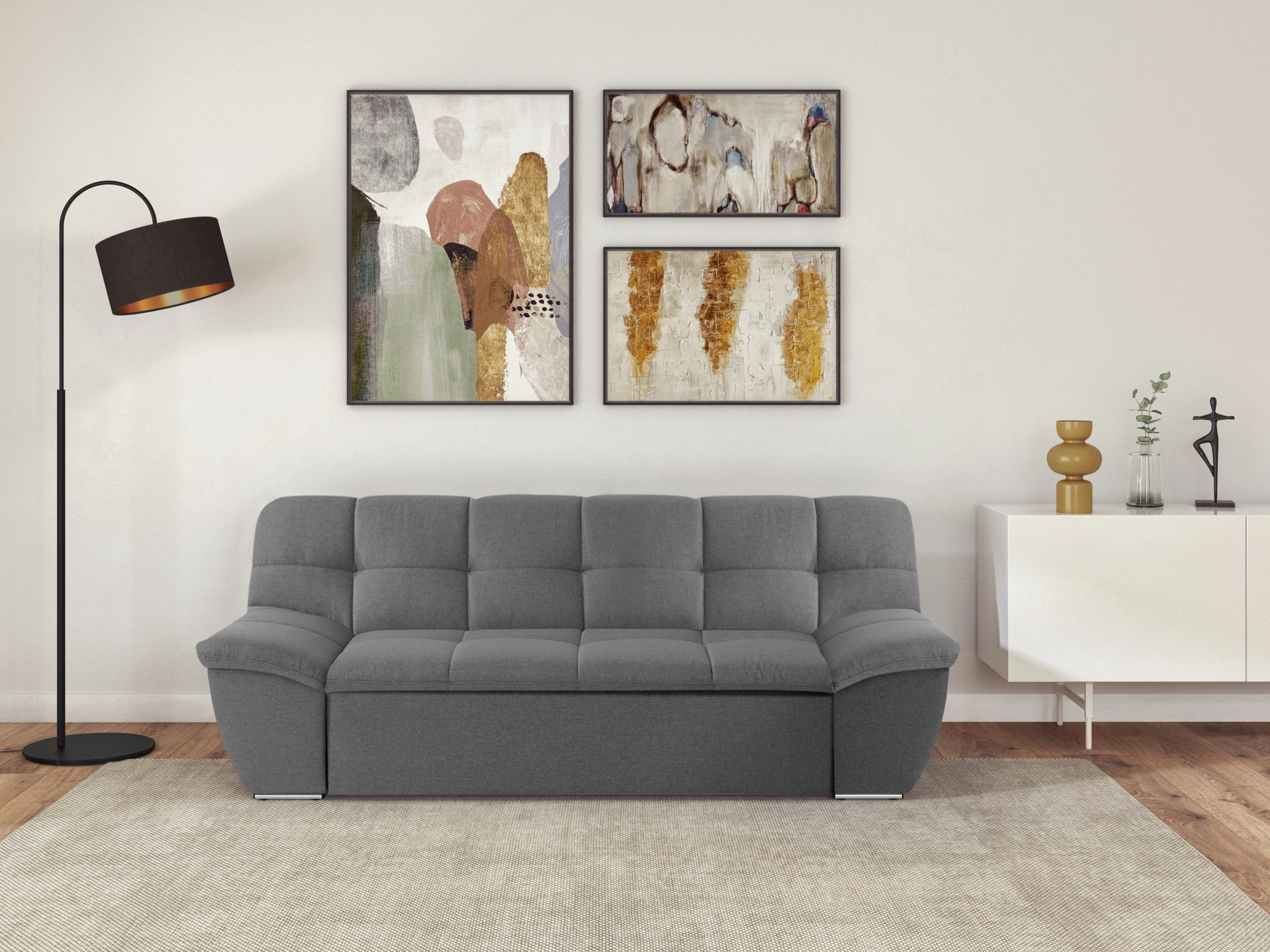 DOMO collection "SPLASH Breite 211 cm, moderne Sitz- und Rückensteppung, komfortabel" flache Armlehnen zum Entspannen