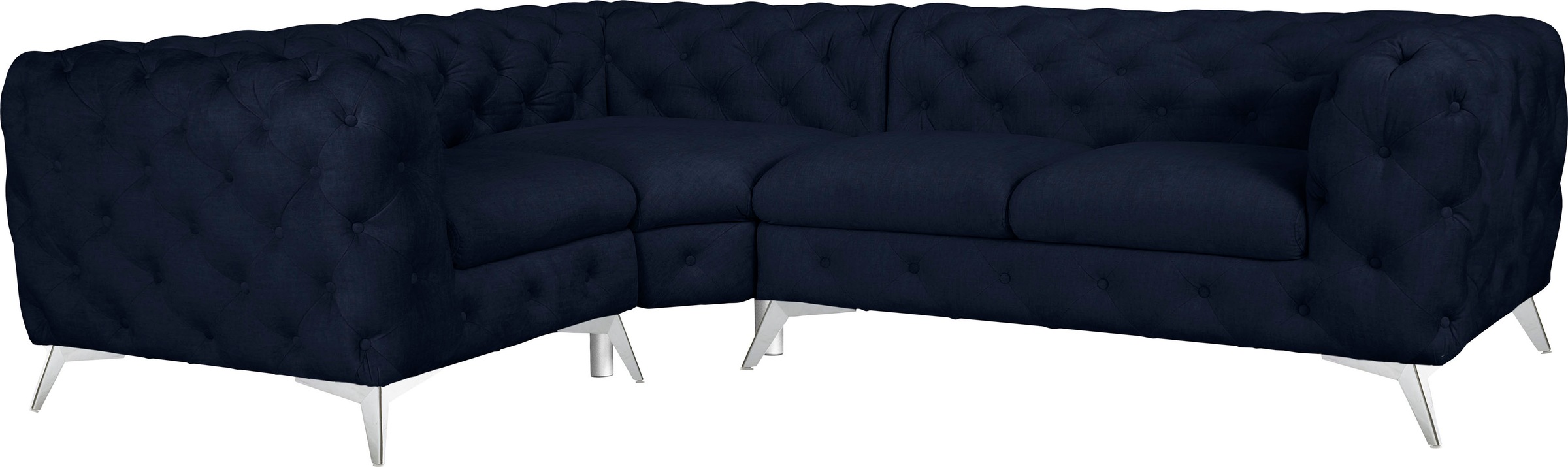 Thumbnail - Leonique Chesterfield-Sofa "Ecksofa GLYNIS L-Form mit Wellenunterfederung, Maße B/T/H 264/204/75cm", aufwändige Knopfhef...
