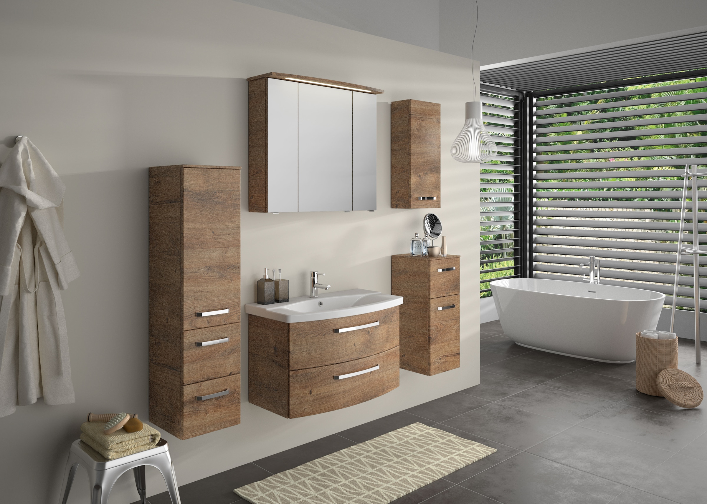 Saphir Midischrank »Serie 4010 Badschrank 30cm breit, 1 Tür, 2 Schubladen, inkl Türdämpfer«, 2 Glas-Einlegeböden, Badezimmer-Midischrank 121 cm hoch, 33 cm tief