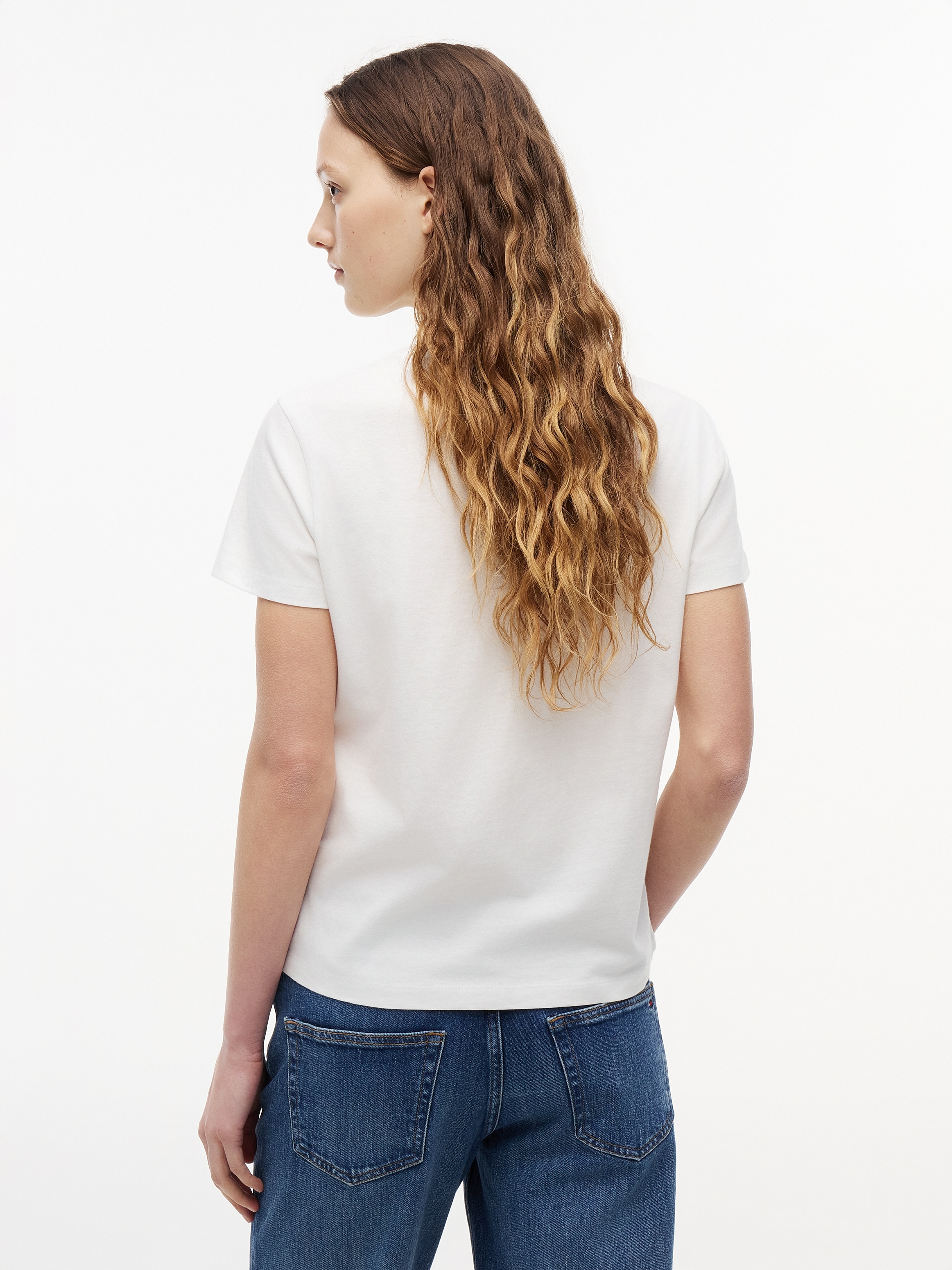 Tommy Jeans Kurzarmshirt »TJW REG US LINEAR SS TEE« Baumwollmischung, regular fit, Logo