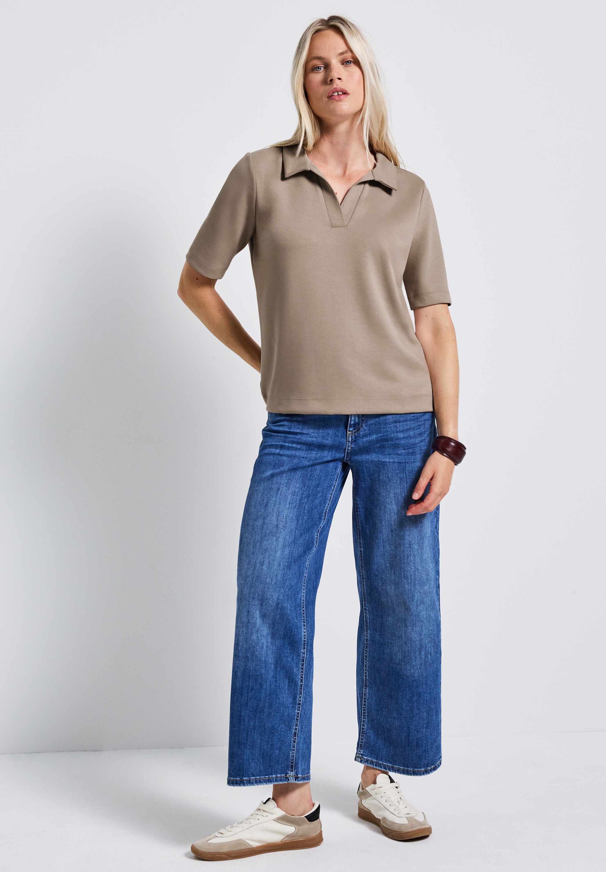 STREET ONE Poloshirt, aus softem Materialmix