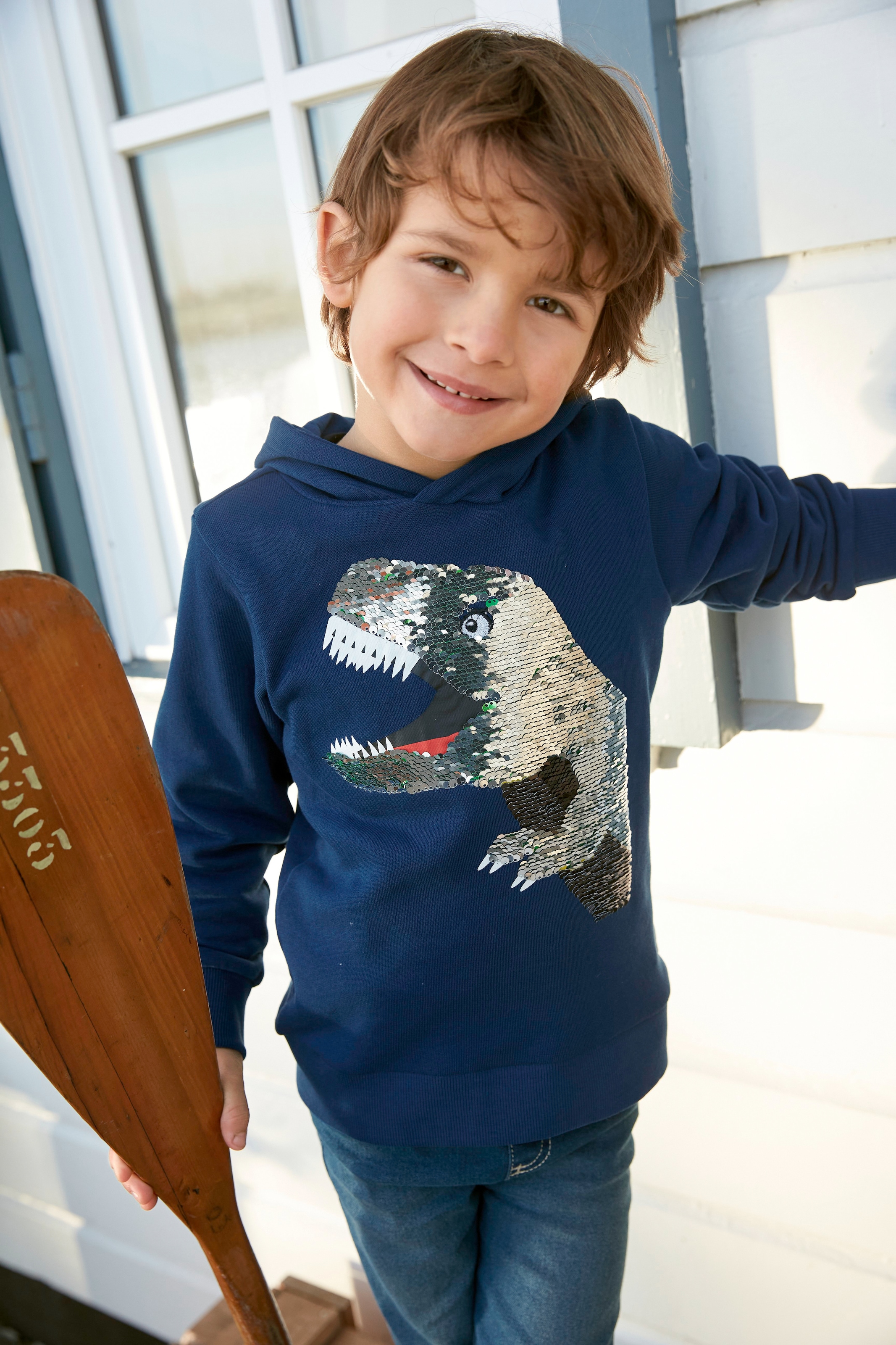 Dino | Kapuzensweatshirt BAUR »mit KIDSWORLD Wendepailletten« aus tollem