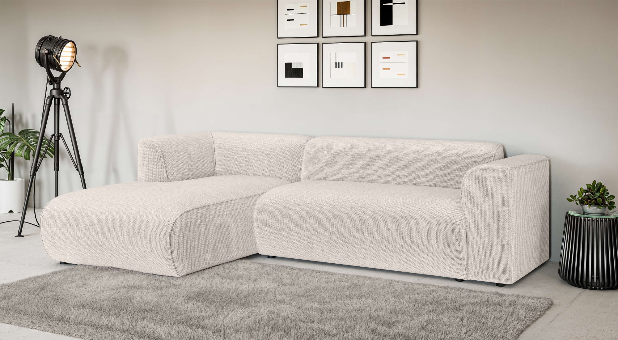 Home affaire Ecksofa "GENTON L-Form (257 cm), zeitlos & stilvolles Design," Aufwendig gepolstert, in Cord, Chenille und Struktur