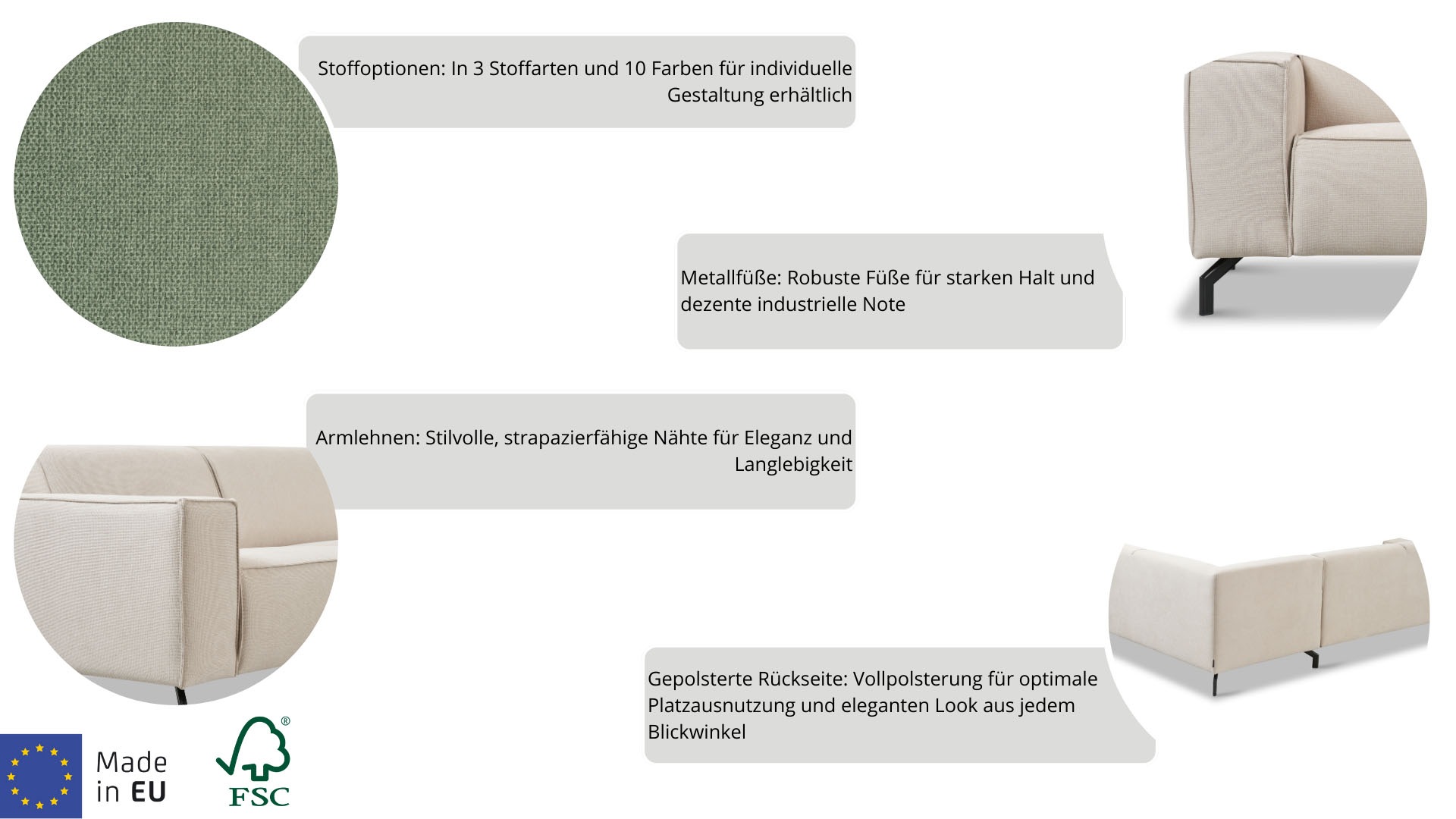 Thumbnail - Places of Style Ecksofa Lorcan, in Lederoptik oder Strukturstoff lieferbar