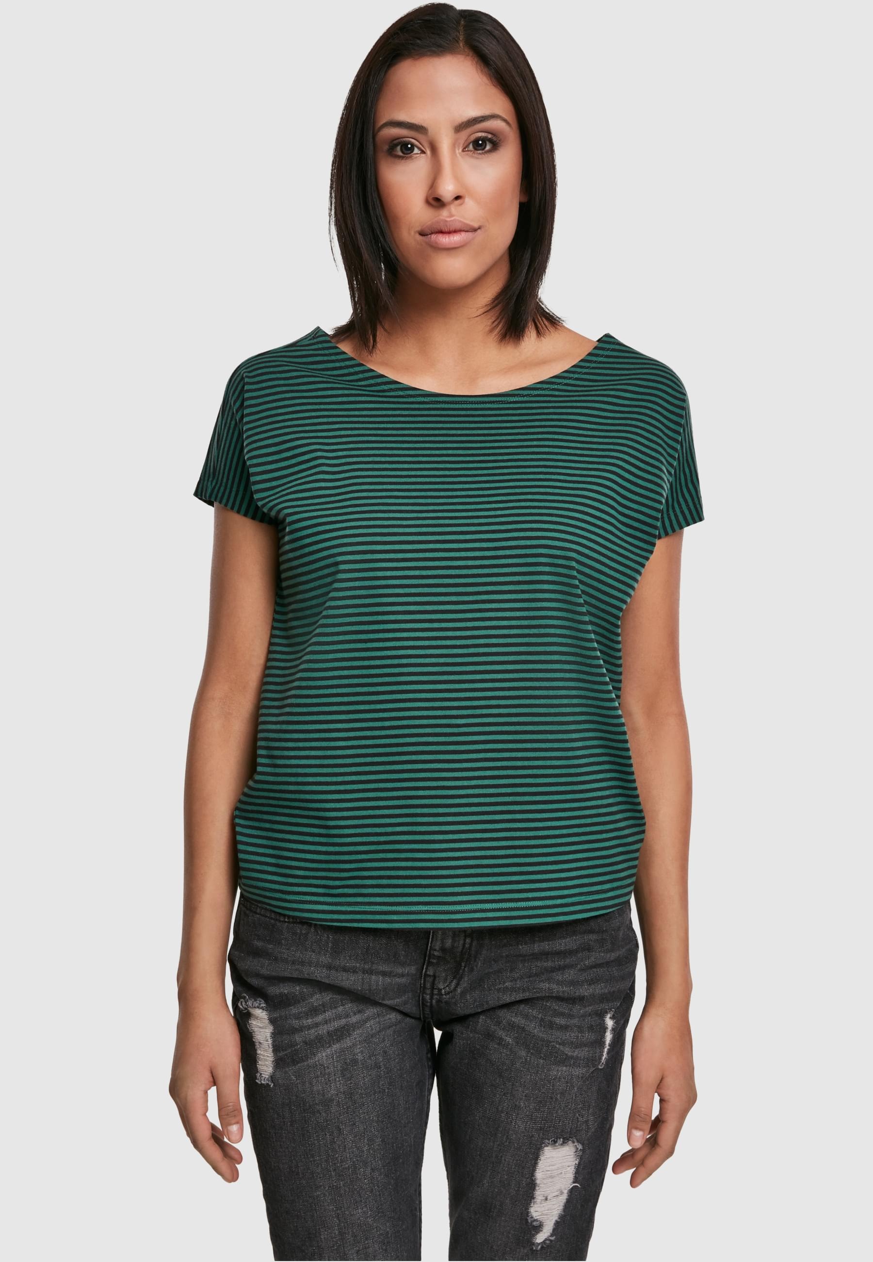URBAN CLASSICS Kurzarmshirt »Urban Classics Damen Ladies Yarn Dyed Baby Stripe Tee«, (1 tlg.)