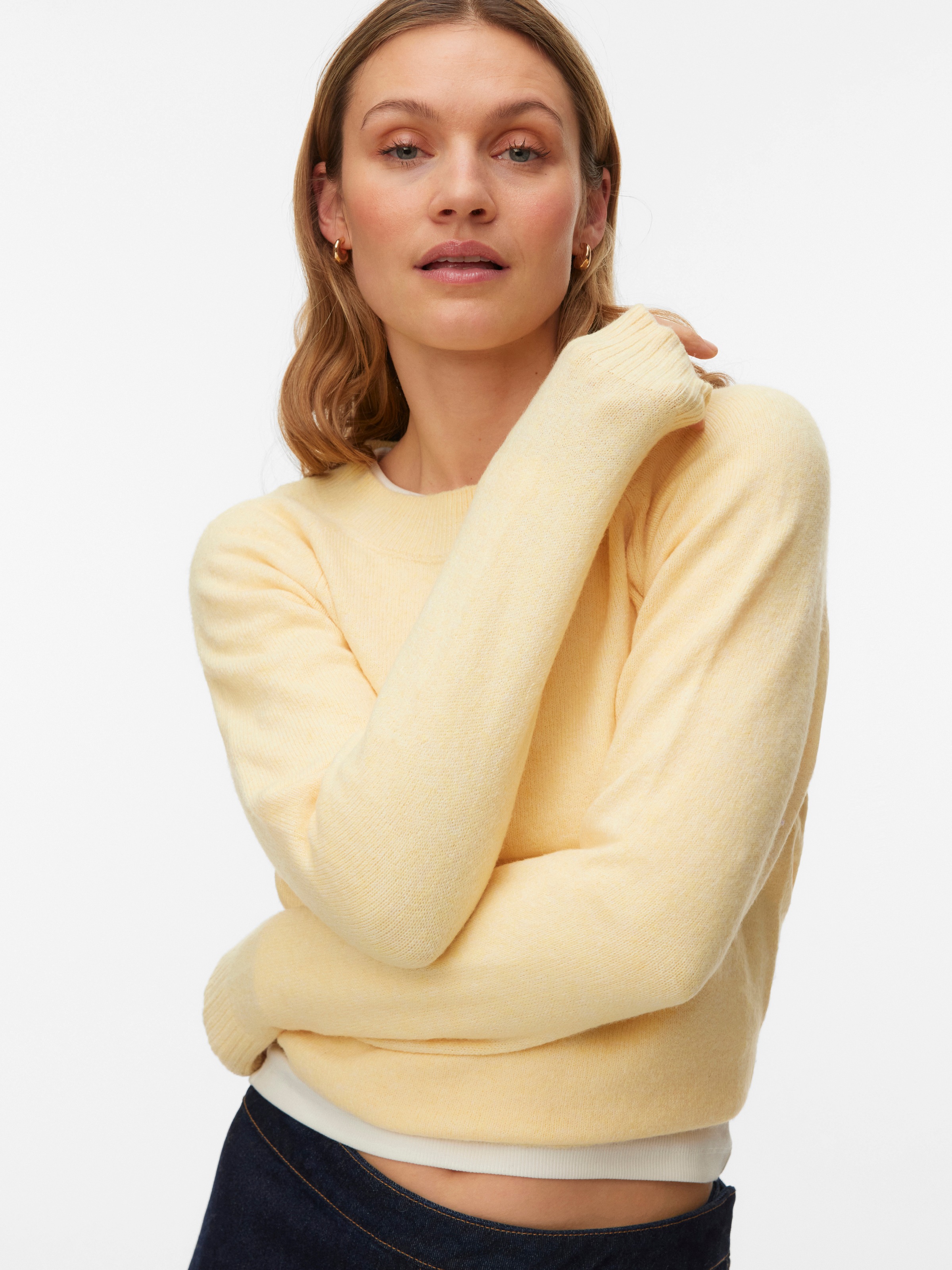 Vero Moda Rundhalspullover "VMDOFFY LS O-NECK BLOUSE GA NOOS" Materialmix, günstig online kaufen