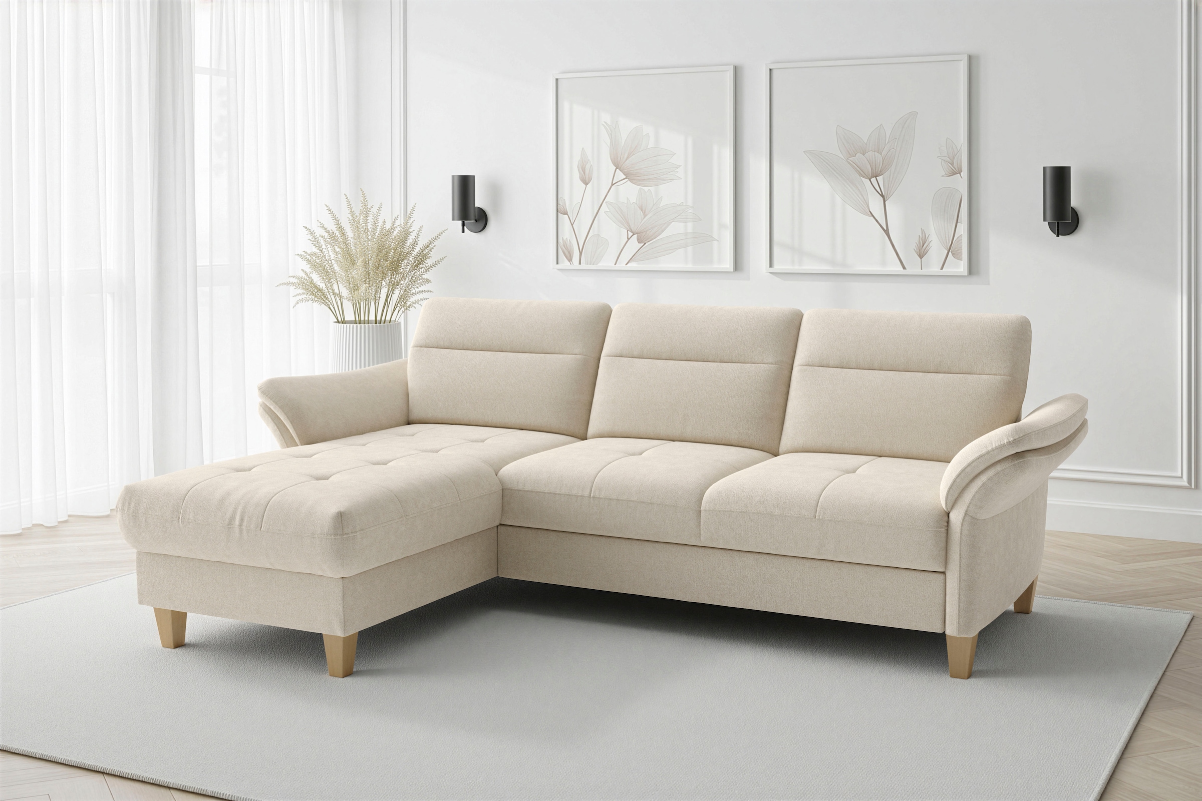 sit&more Ecksofa "Pamela L-Form, B: 230 cm, optional Schlaffunktion & Bettkasten" mit Federkern