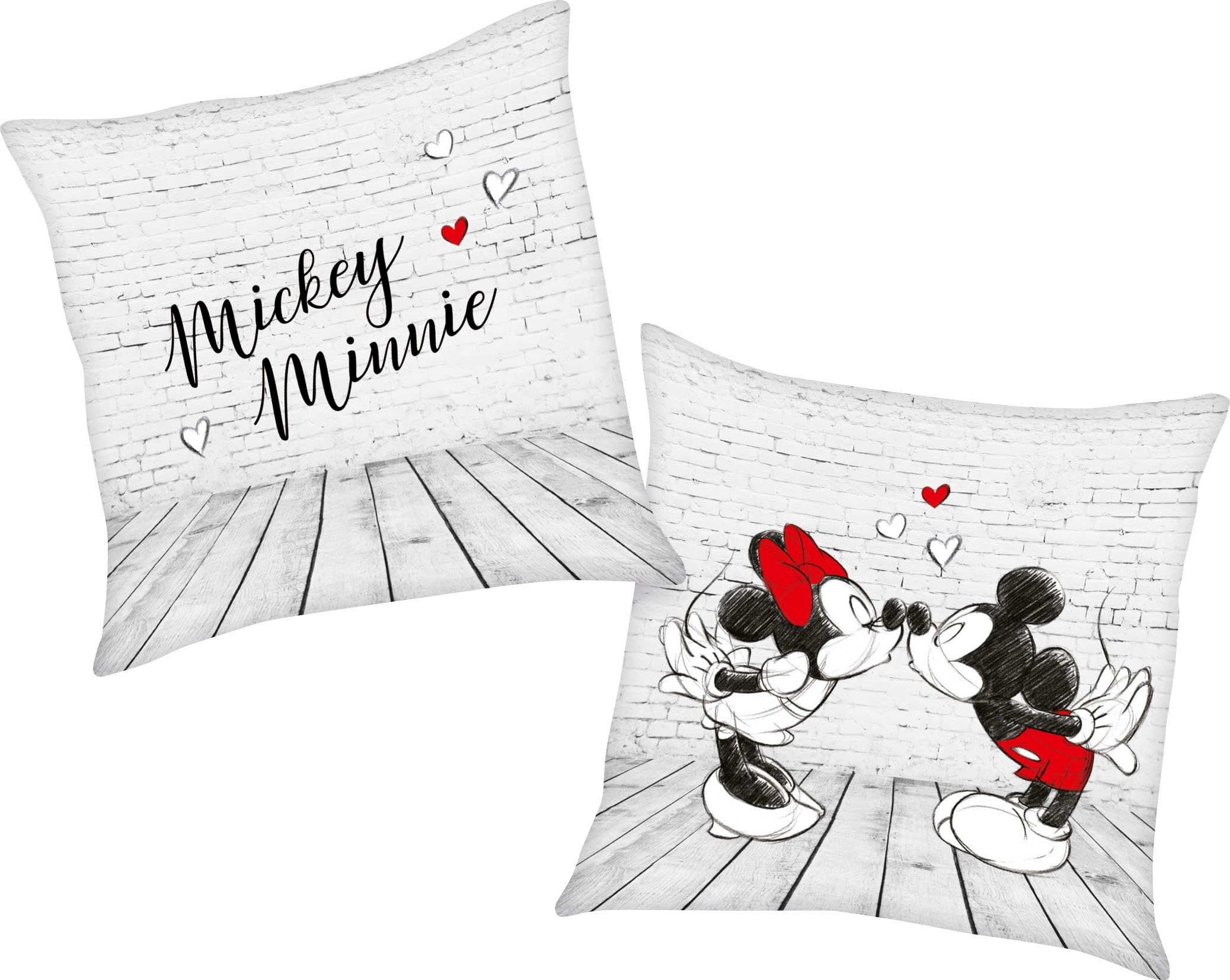 Walt Disney Dekokissen Mickey Mouse Und Minnie Mouse Mit Niedlichem Motiv Und Schriftzug Kaufen Baur