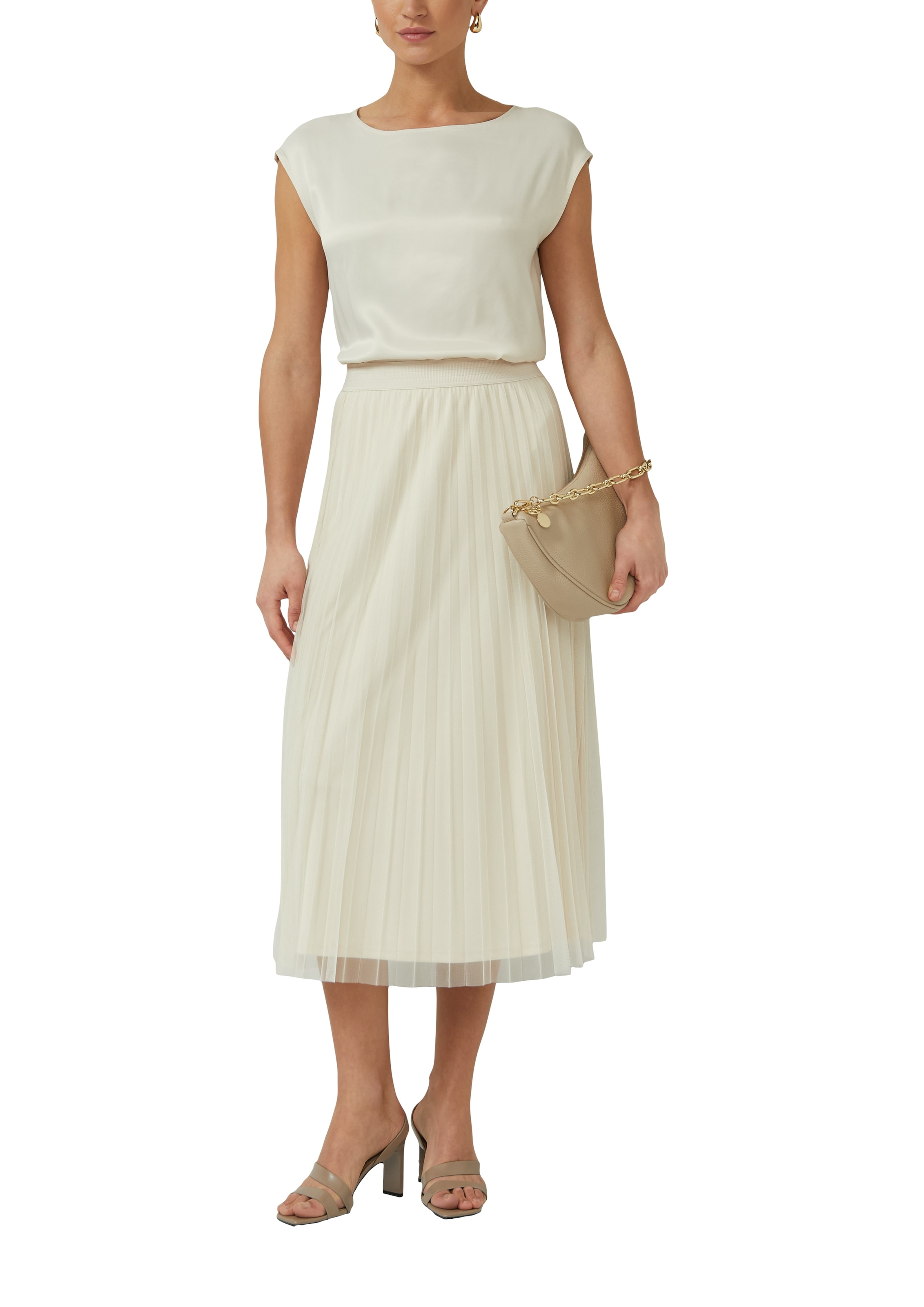 s.Oliver BLACK LABEL Midirock mit Falten und Gummibund