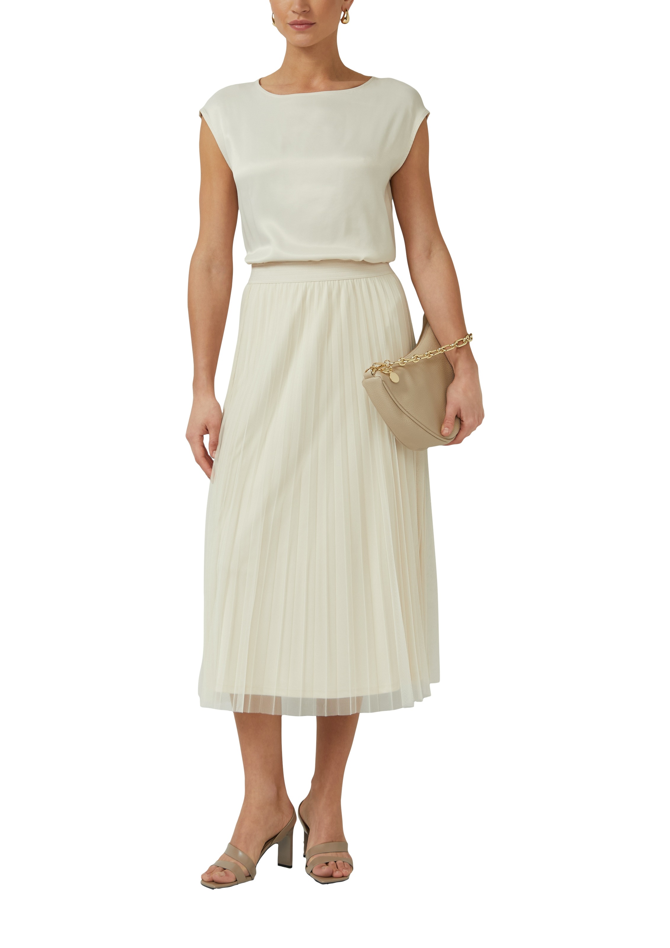 s.Oliver BLACK LABEL Midirock mit Falten und Gummibund günstig online kaufen