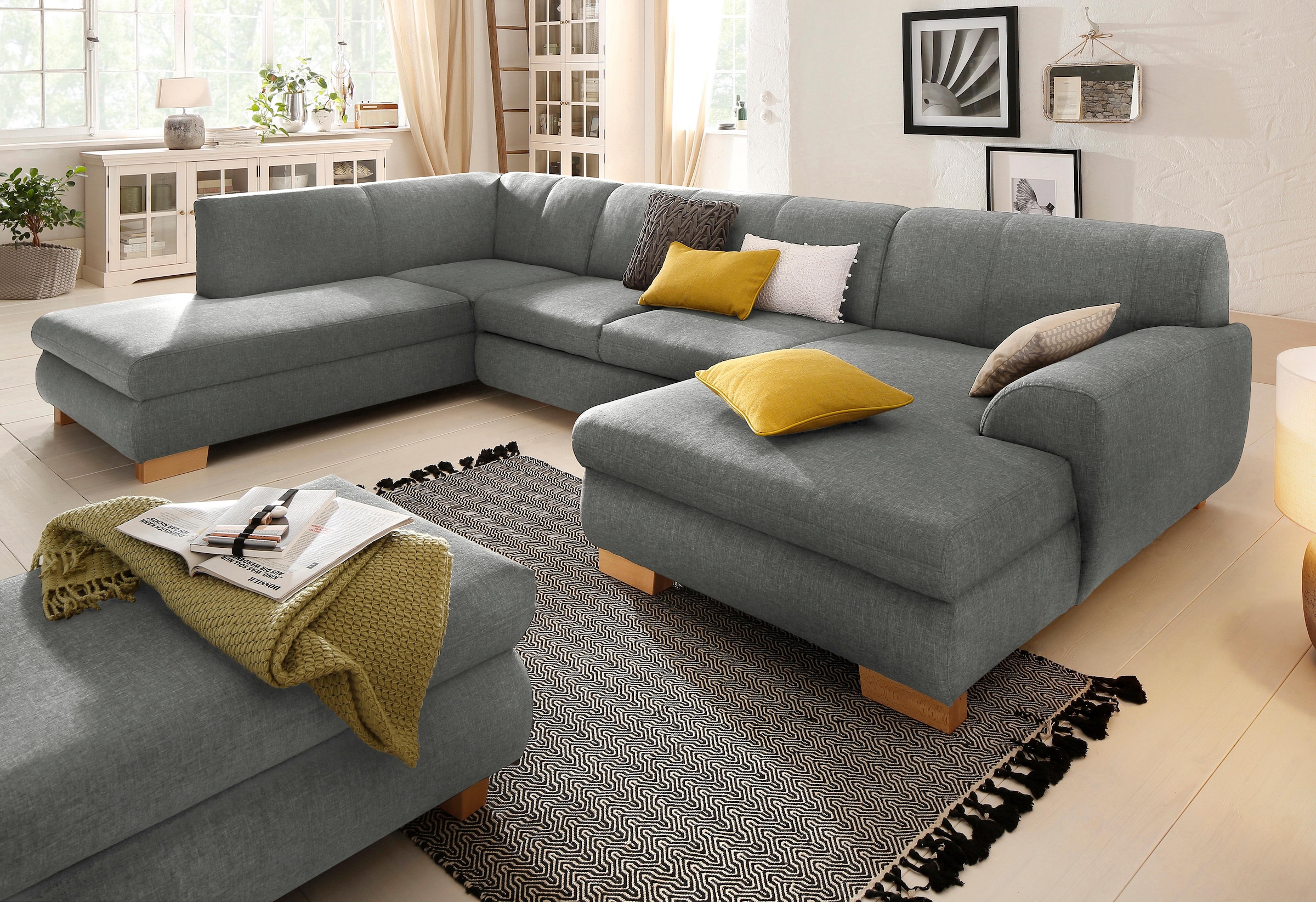 Home affaire Wohnlandschaft "Nika zeitlos und elegant, viel Platz, U-Form", günstig online kaufen