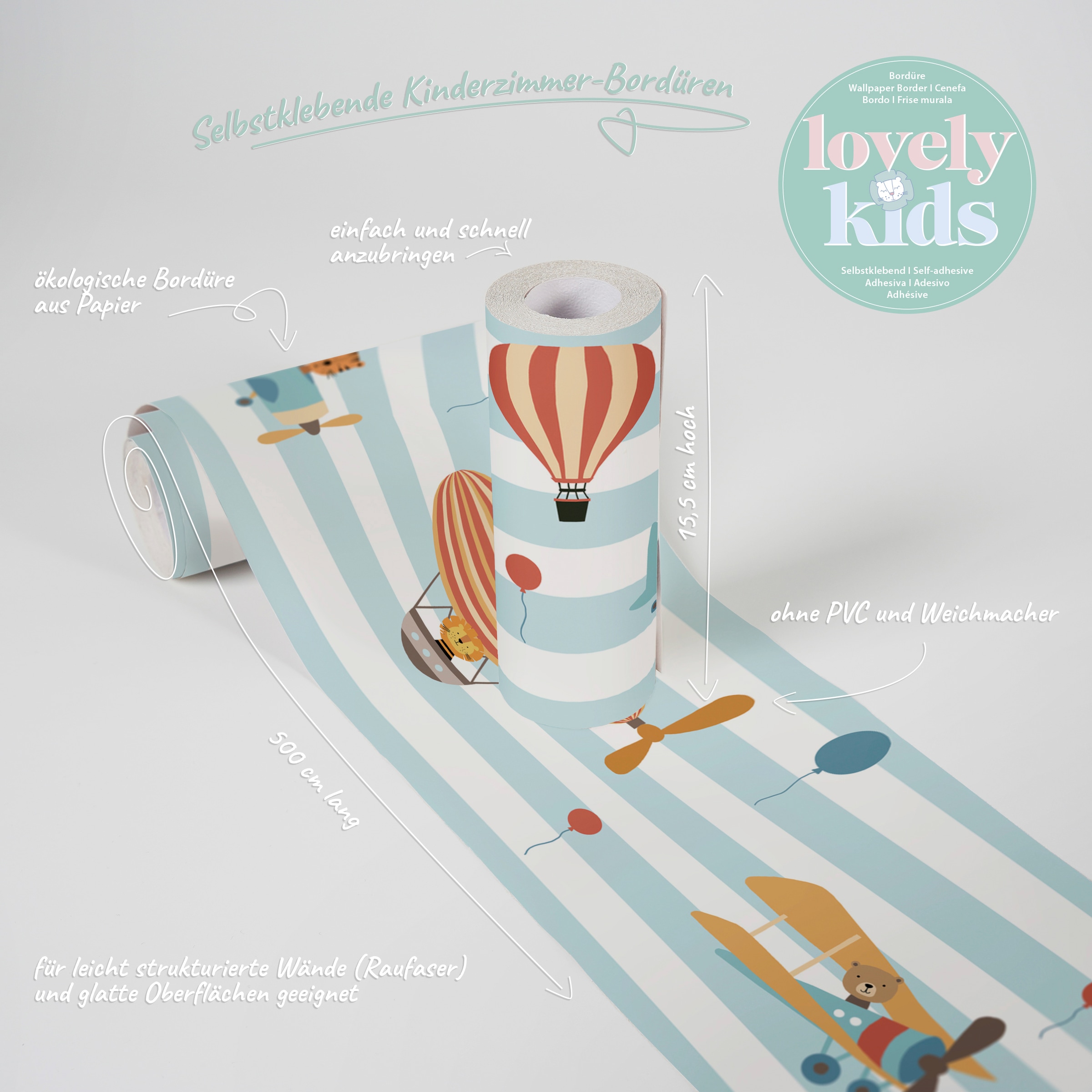 A.S. Création Bordüre »Flying Party«, Motiv-abstrakt-naturalistisch, Tapete Kinder Borte Wohnzimmer Schlafzimmer Küche Design Kinderzimmer