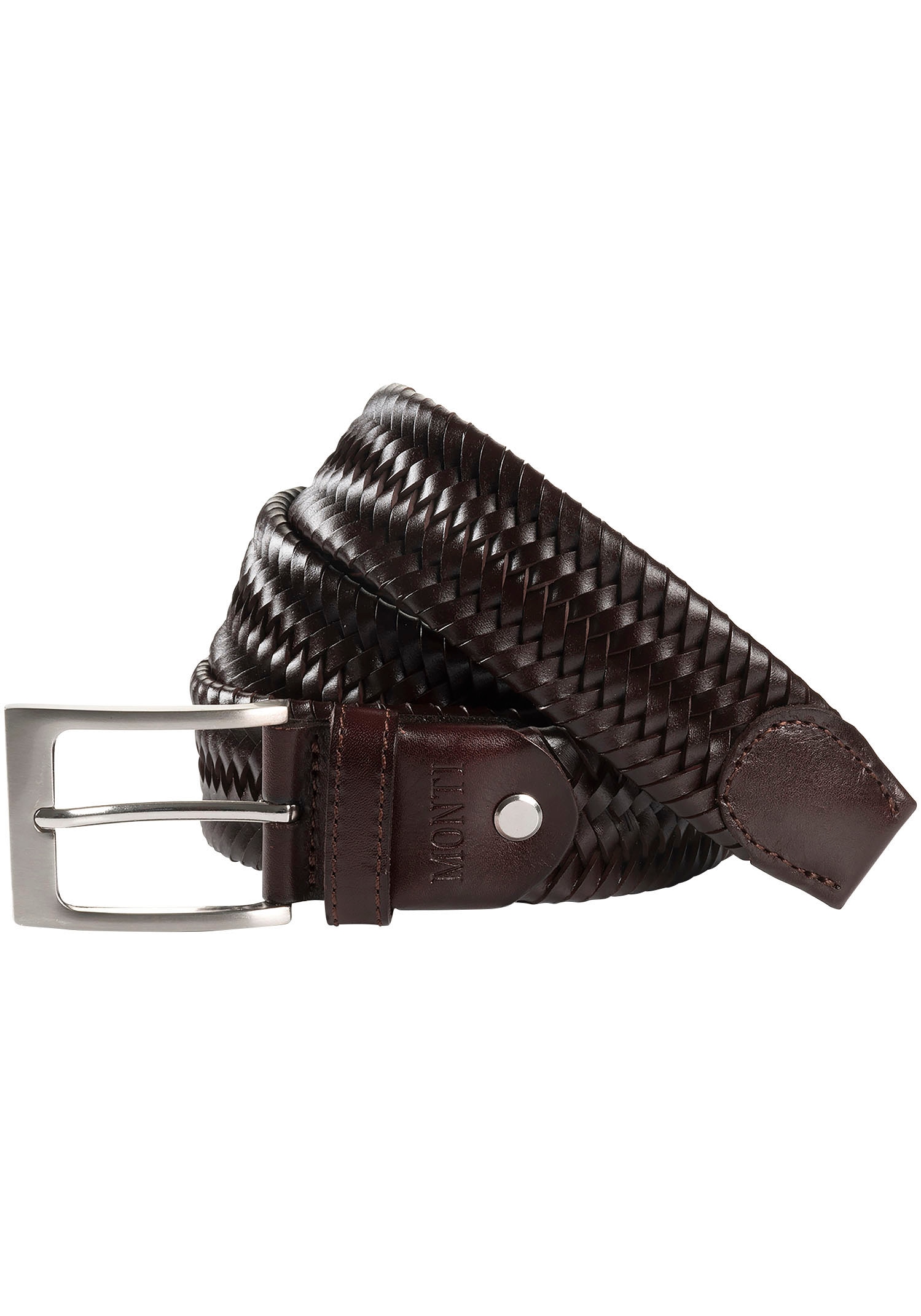 MONTI Flechtgürtel "RIO", 3,5 cm breit, Elastisches Leder-Flechtband, Casual-Business-Sportiv