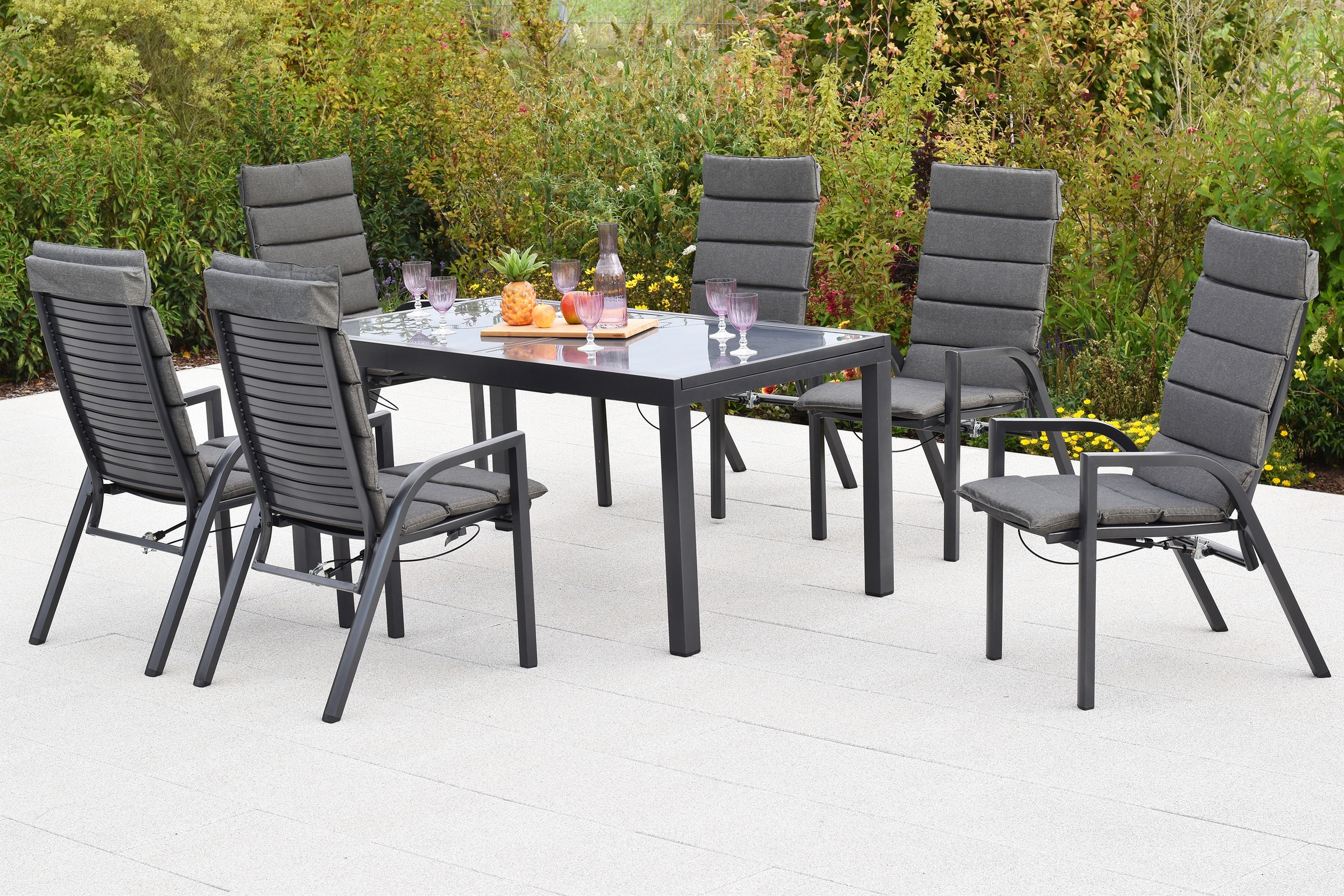 MERXX Garten-Essgruppe »»Siros««, (Set, 13 tlg.), Rückenlehne verstellbar durch Gasdruckfeder