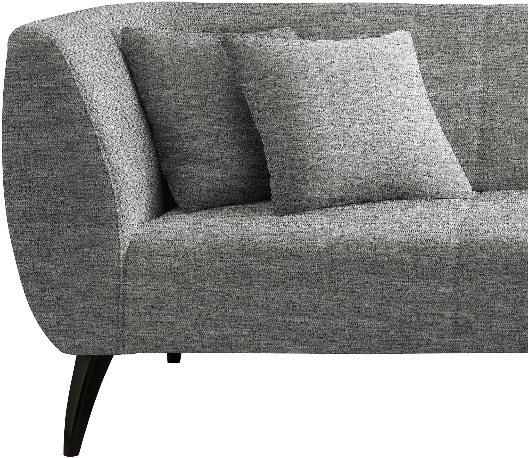 INOSIGN Ecksofa »Colori Polstermöbel mit zeitlos eleganter Rückenführung. L-Form« Holzfußfarbe wählbar, inkl. 4x Zierkissen