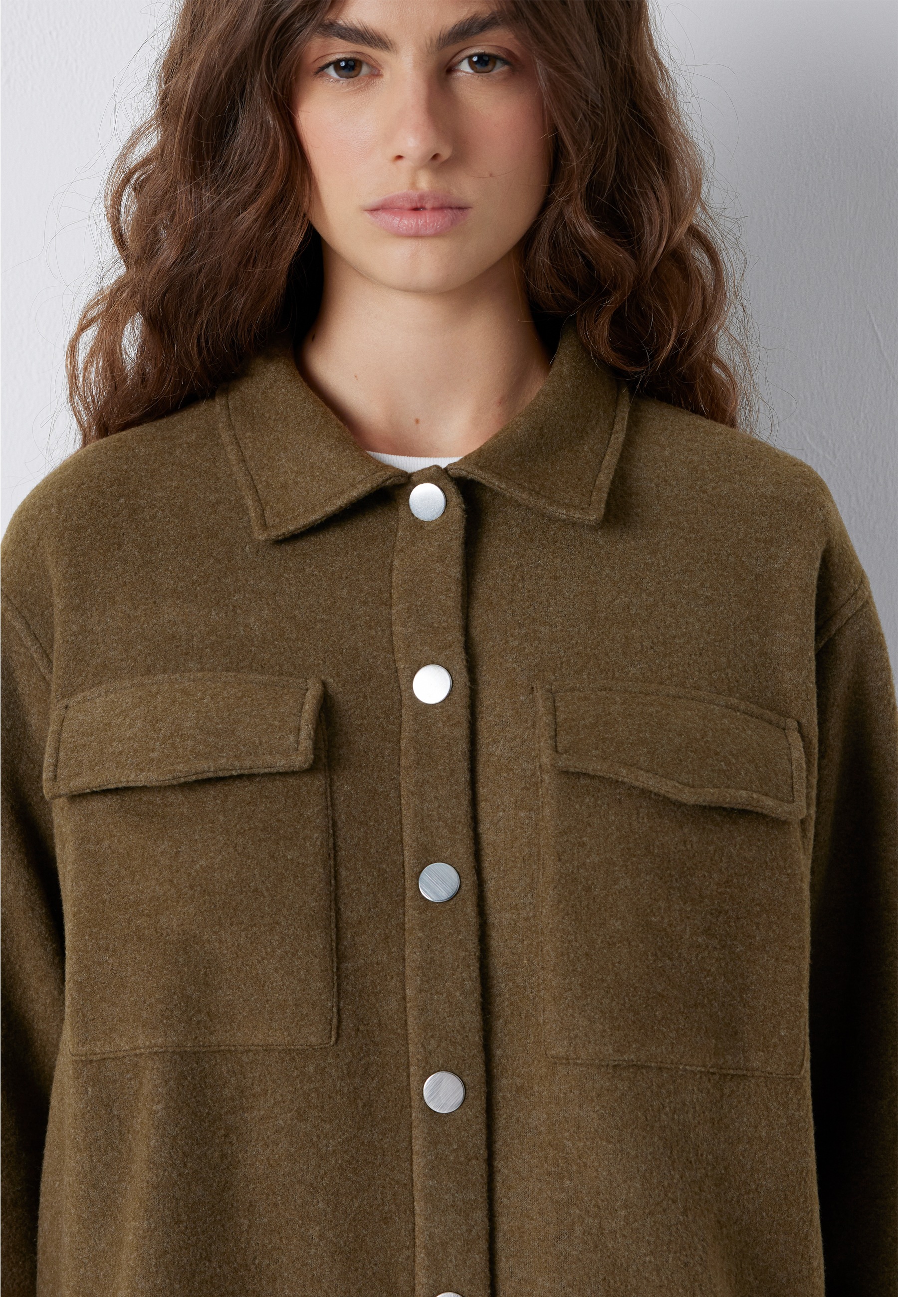 Mavi Polokragenpullover »BUTTON SWEATSHIRT« Overshirt Fleece