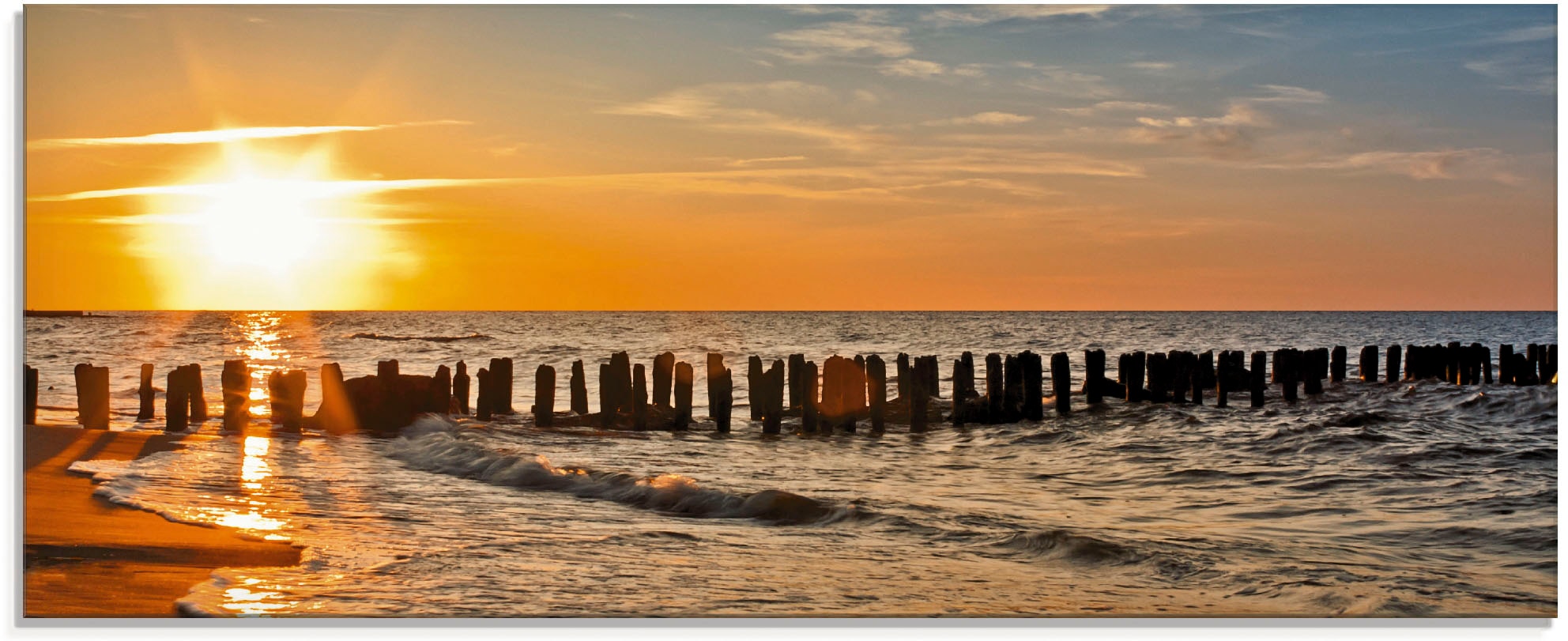 Artland Glasbild "Schöner Sonnenuntergang am Strand" Strand 1 Stk. tlg. in günstig online kaufen