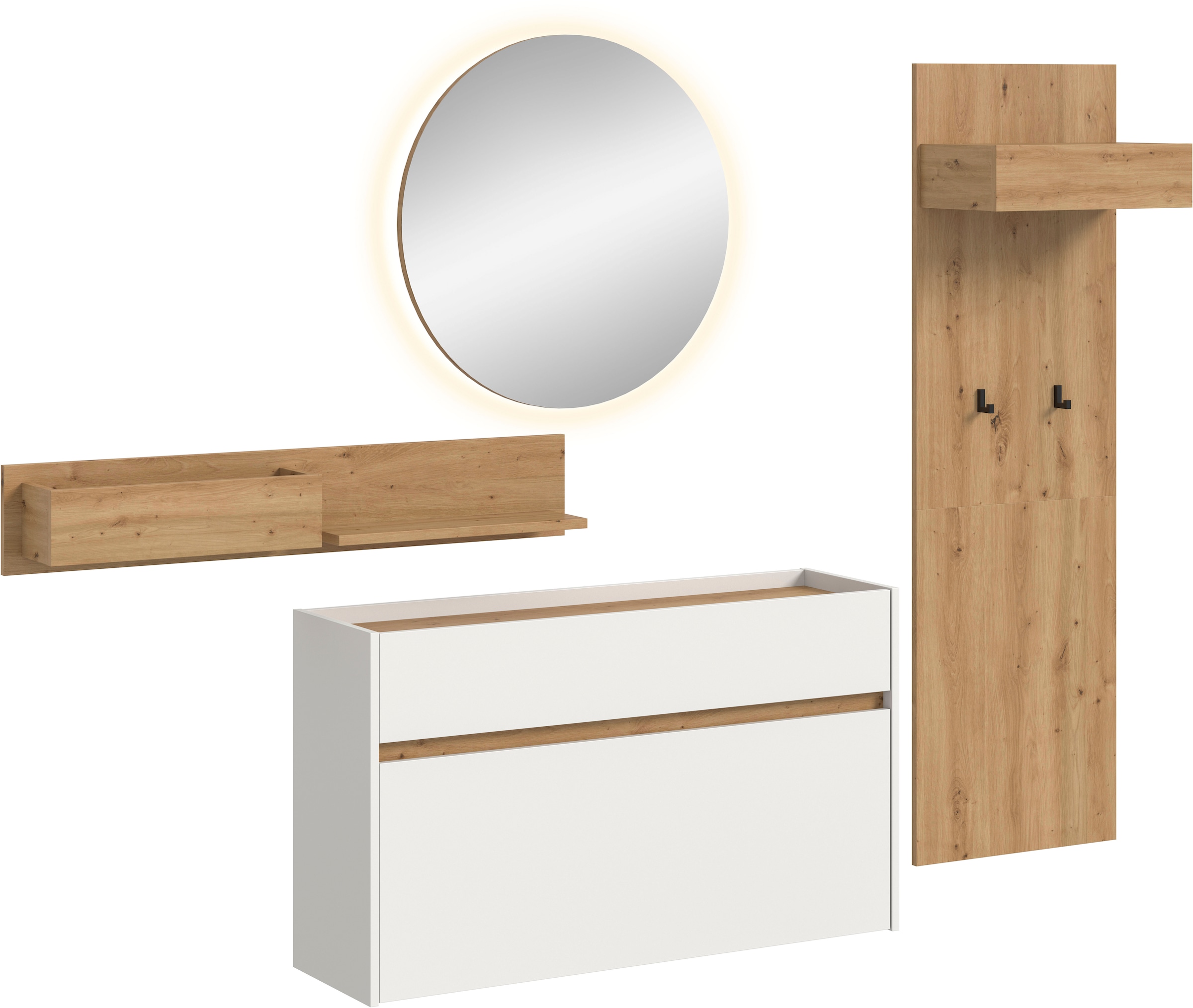 INOSIGN Garderoben-Set "EVRID, 4-teilig, Breite 205 cm, inkl. Beleuchtung", günstig online kaufen