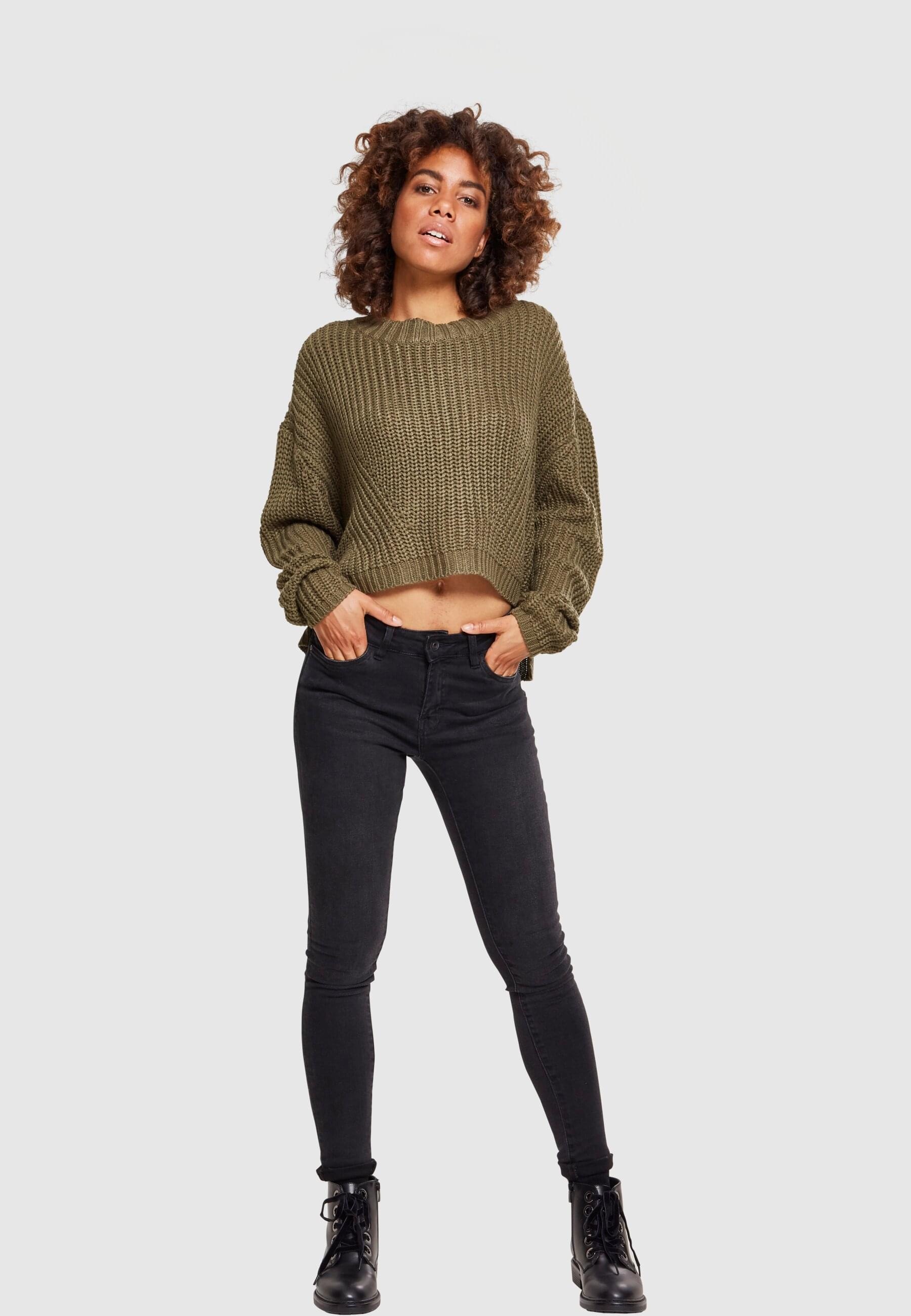 URBAN CLASSICS Rundhalspullover »Urban Classics Damen Ladies Wide Oversize Sweater«, (1 tlg.)