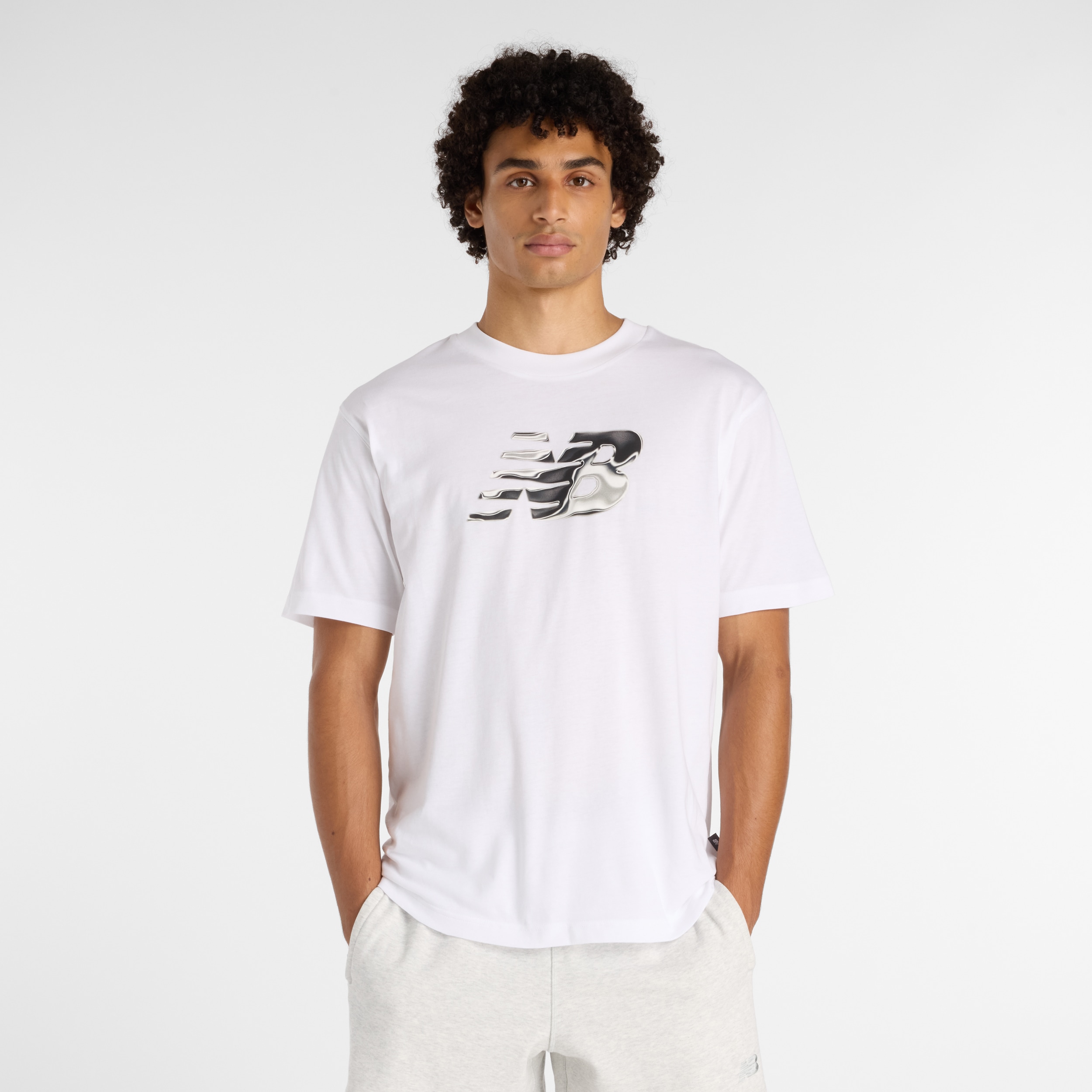 New Balance Funktionsshirt Kurzarm, mit Rundhalsausschnitt, aus Baumwolle und Polyester