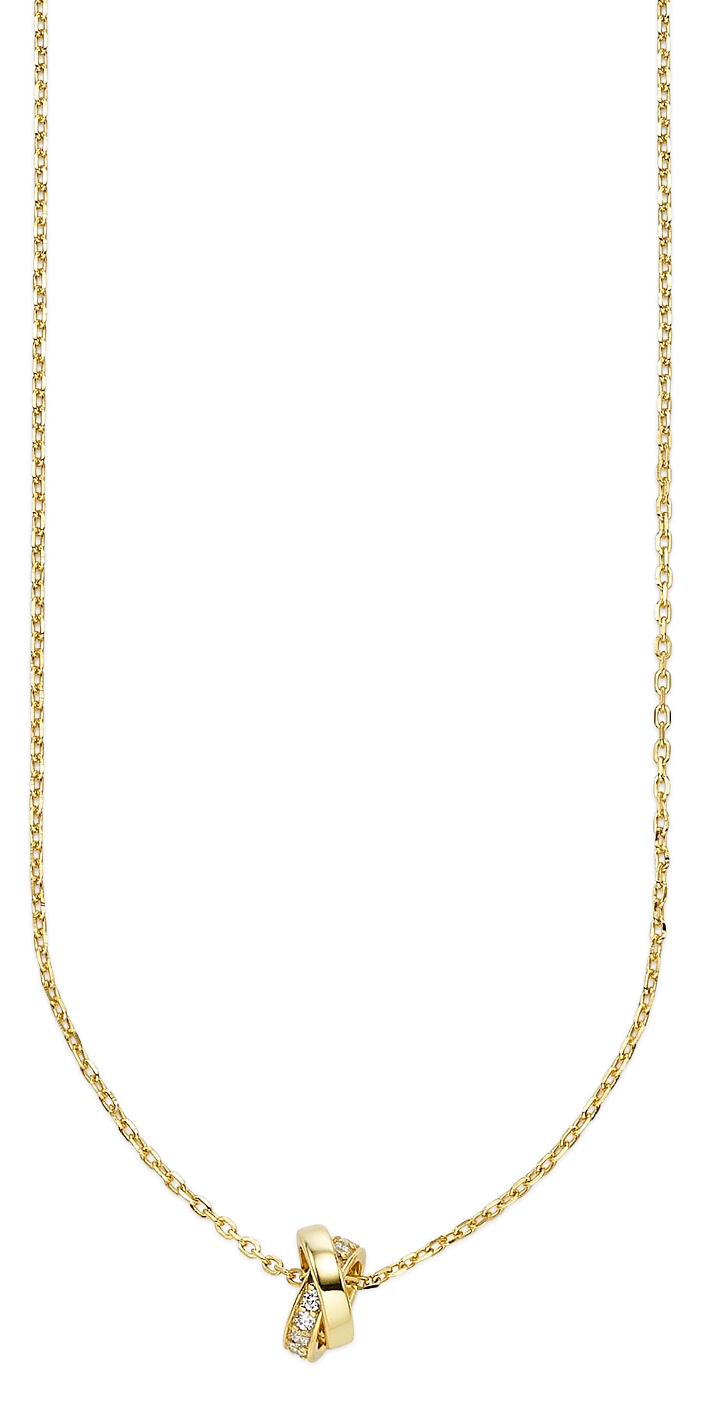 Kette mit Anhänger "Schmuck Geschenk Kette gelbgoldfarben vergoldet mit Anhänger", gelbgoldfarben, kristallweiß, ANISTON JEWELRY & WATCHES, Halsketten, Damen, Silber 925 (Sterlingsilber), L: 45 B: 0,9mm, mit Zirkonia (synth.), B:0,9mm