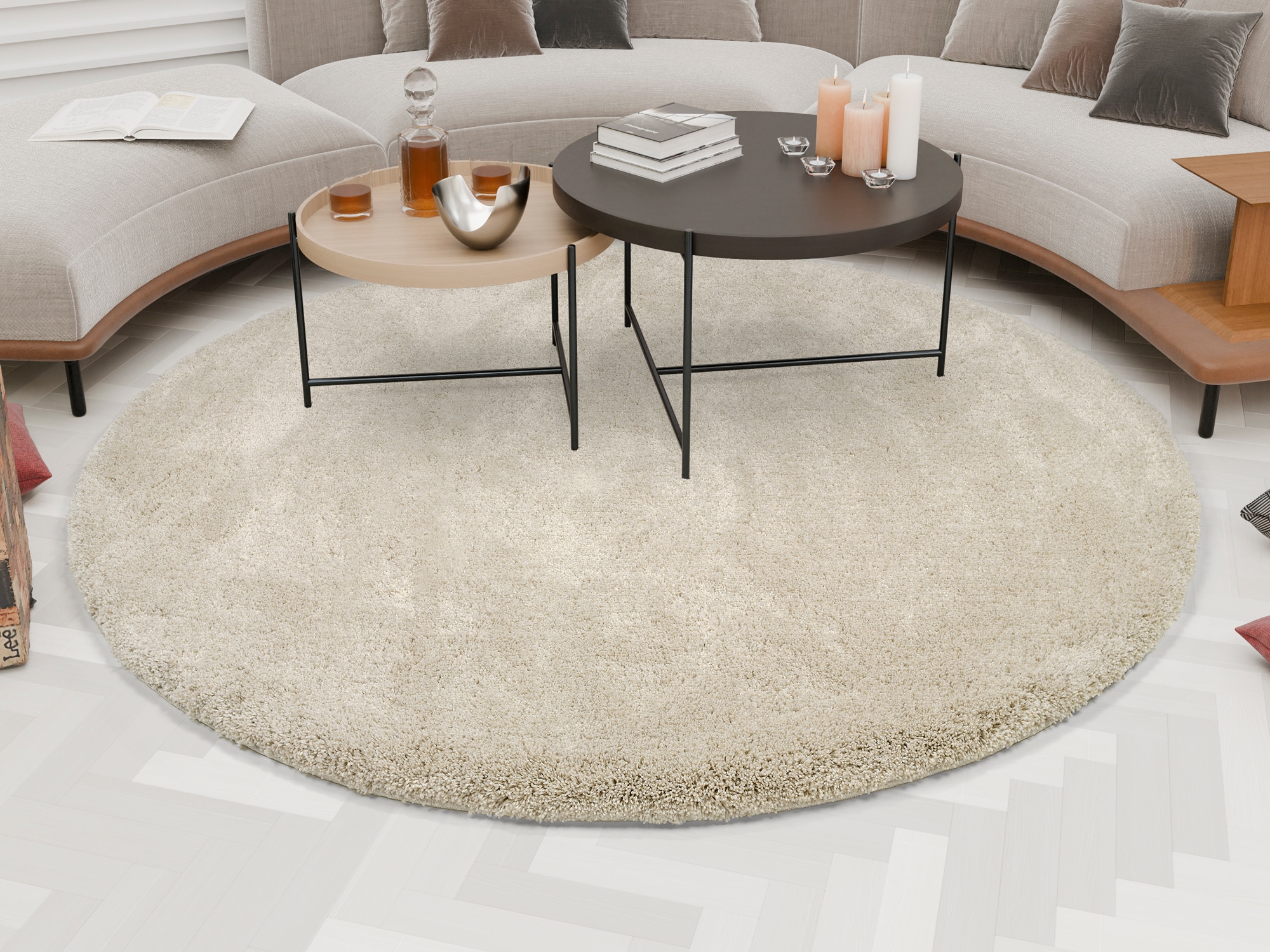 OCI DIE TEPPICHMARKE "MONTIS" rund 45 mm Höhe uni, Langflor, Shaggy, auch in rund, quadratisch und Läufer erhältlich