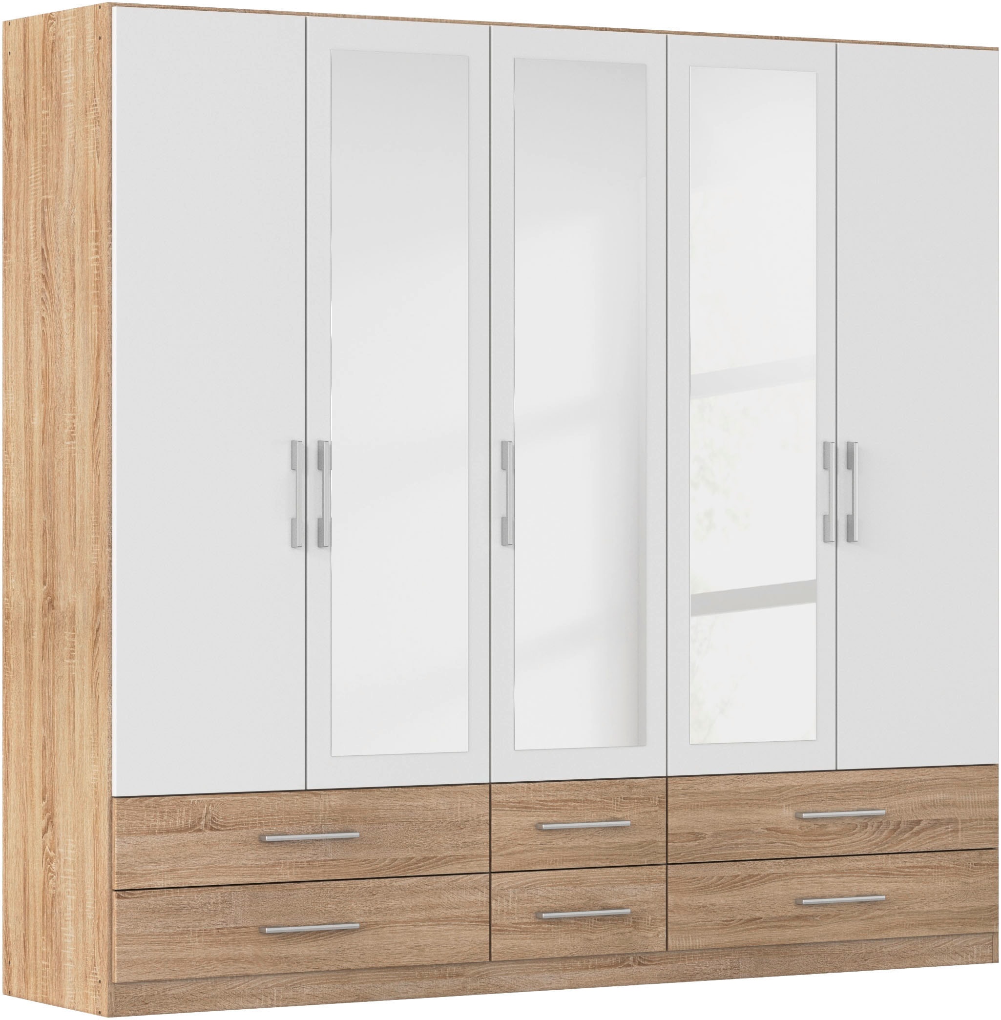 rauch Kleiderschrank "Schrank Garderobenschrank Mehrzweckschrank Schlafzimmer HERSBRUCK" 3 verschiedene Ausstattungen BASIC/CLASSIC/PREMIUM (inkl. SOFT-CLOSE), mit großzügigen Schubladen sowie Spiegeltüren MADE IN GERMANY