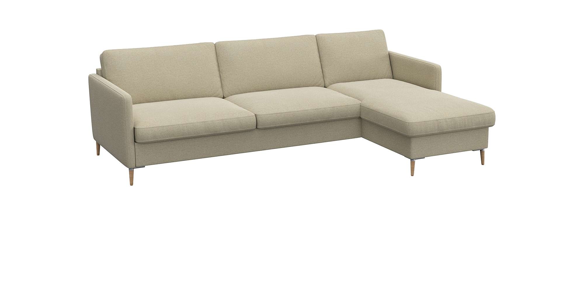 FLEXLUX Ecksofa »Fiore, super Sitzkomfort durch Kaltschaum im Sitz, L-Form«, schmale Armlehnen, Füße Alu+ Eiche