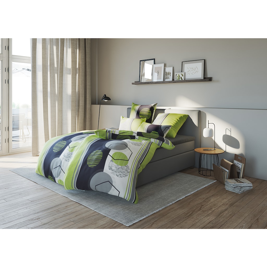 my home Bettwäsche »Emiljia in Gr. 135x200 oder 155x220 cm«, (2 tlg.), moderne Bettwäsche aus Baumwolle, Bettwäsche mit geometrischem Muster