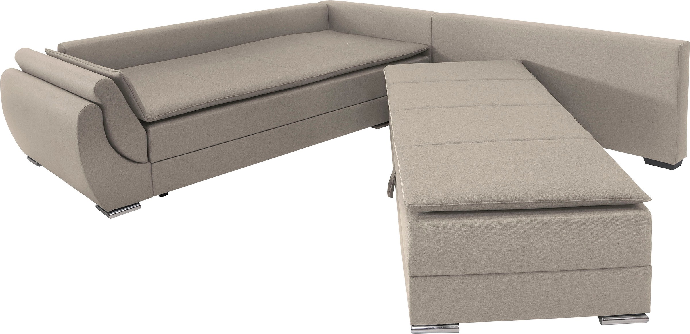 INOSIGN Ecksofa »Göteborg«, mit Boxspring-Bettfunktion und Bettkasten, Dauerschlaffunktion, Topper