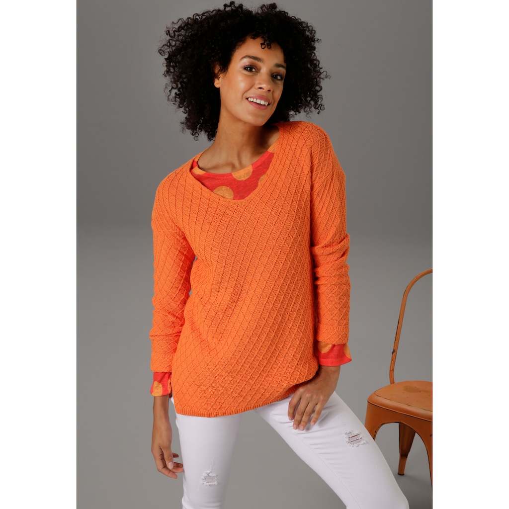 Aniston CASUAL V-Ausschnitt-Pullover