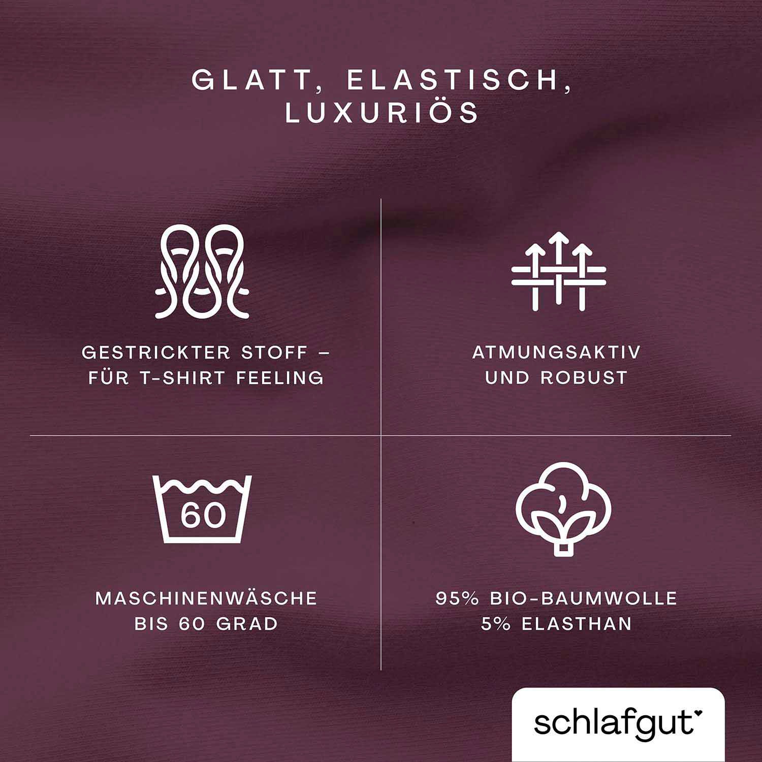 Thumbnail - Schlafgut Spannbettlaken "PREMIUM Mako-Zwirn-Jersey, 220 g/m², 95% Bio-Baumwolle, 5% Elasthan" Bettlaken bis 30 cm Höhe,...