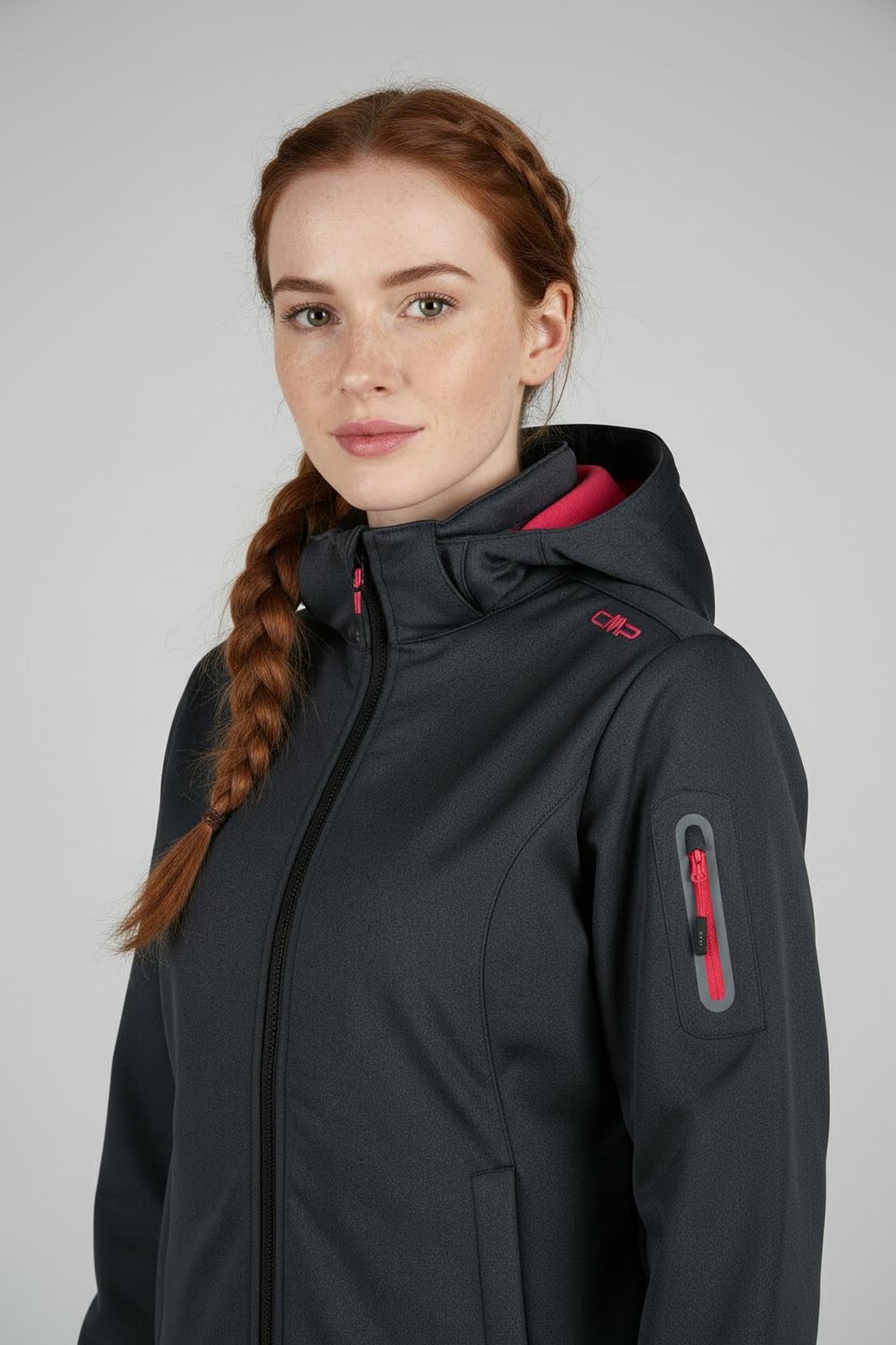 CMP Softshelljacke »WOMAN JACKET ZIP HOOD« 1 Stk. tlg. mit Kapuze sportlicher Stil, mit abnehmbarer Kapuze, wasserdicht, atmungsaktiv