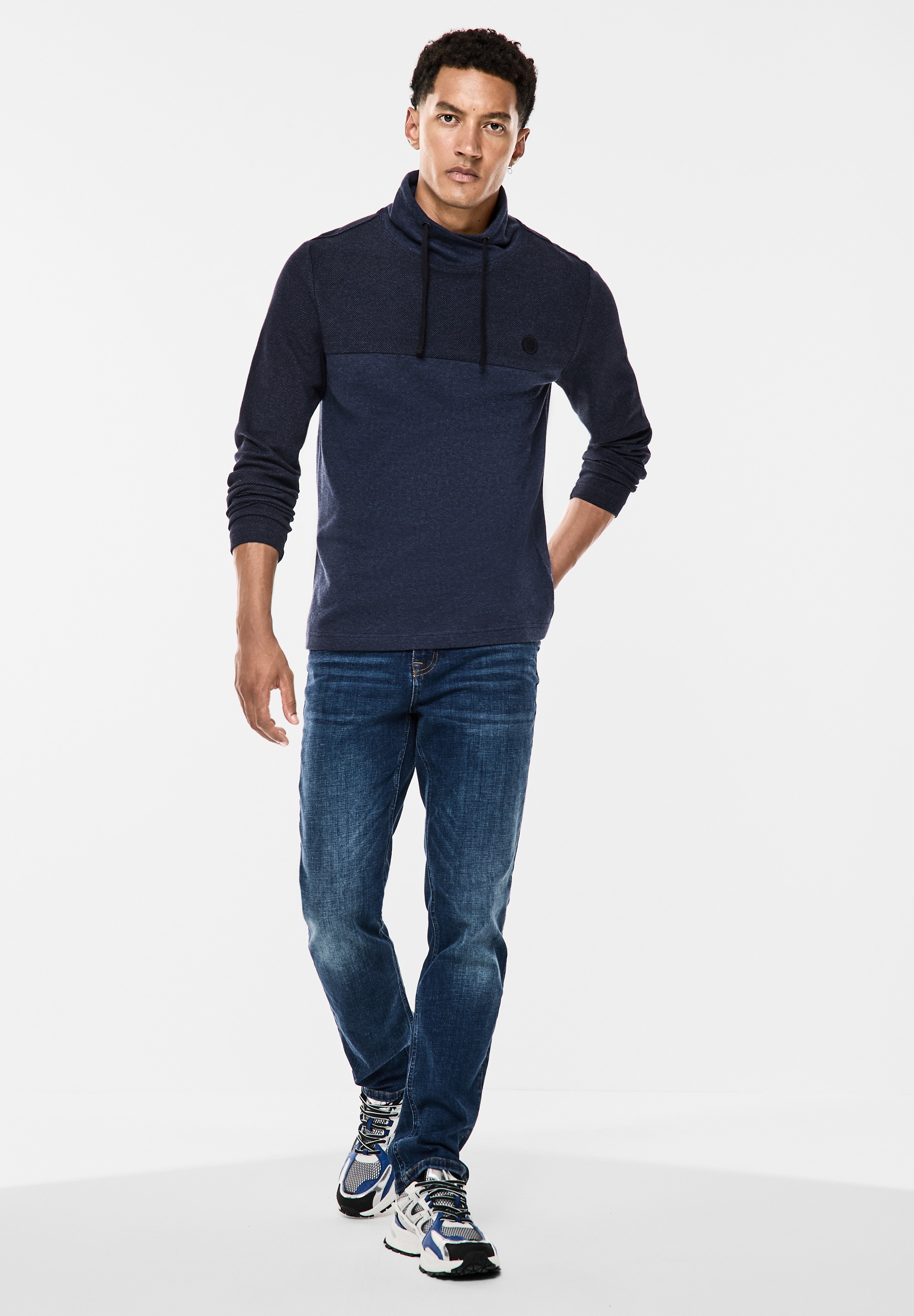 STREET ONE MEN Sweatshirt, mit Schalkragen