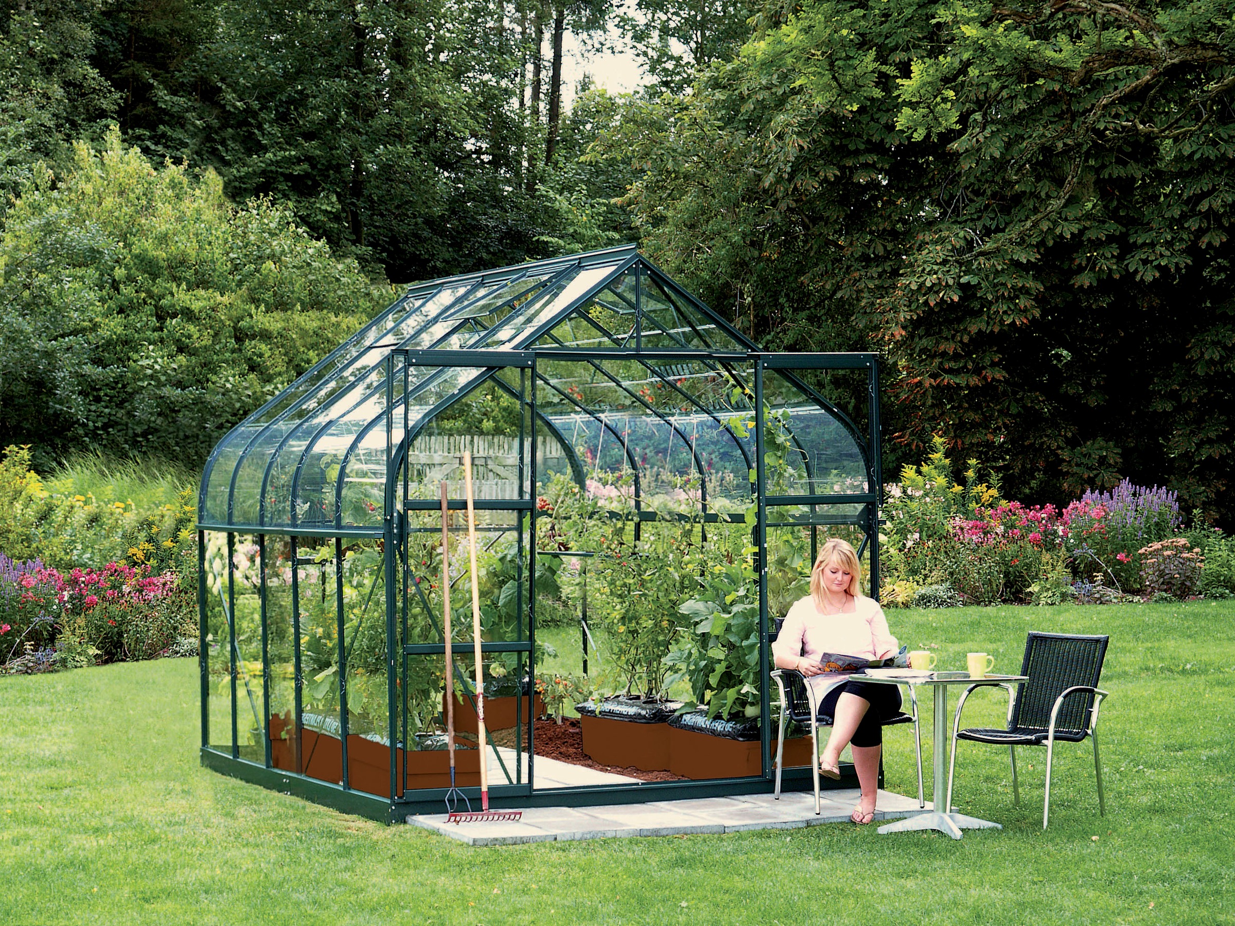 Vitavia Gewächshaus "Dione 8300 smaragd" inkl. Fundamentrahmen, Dachlüfter günstig online kaufen