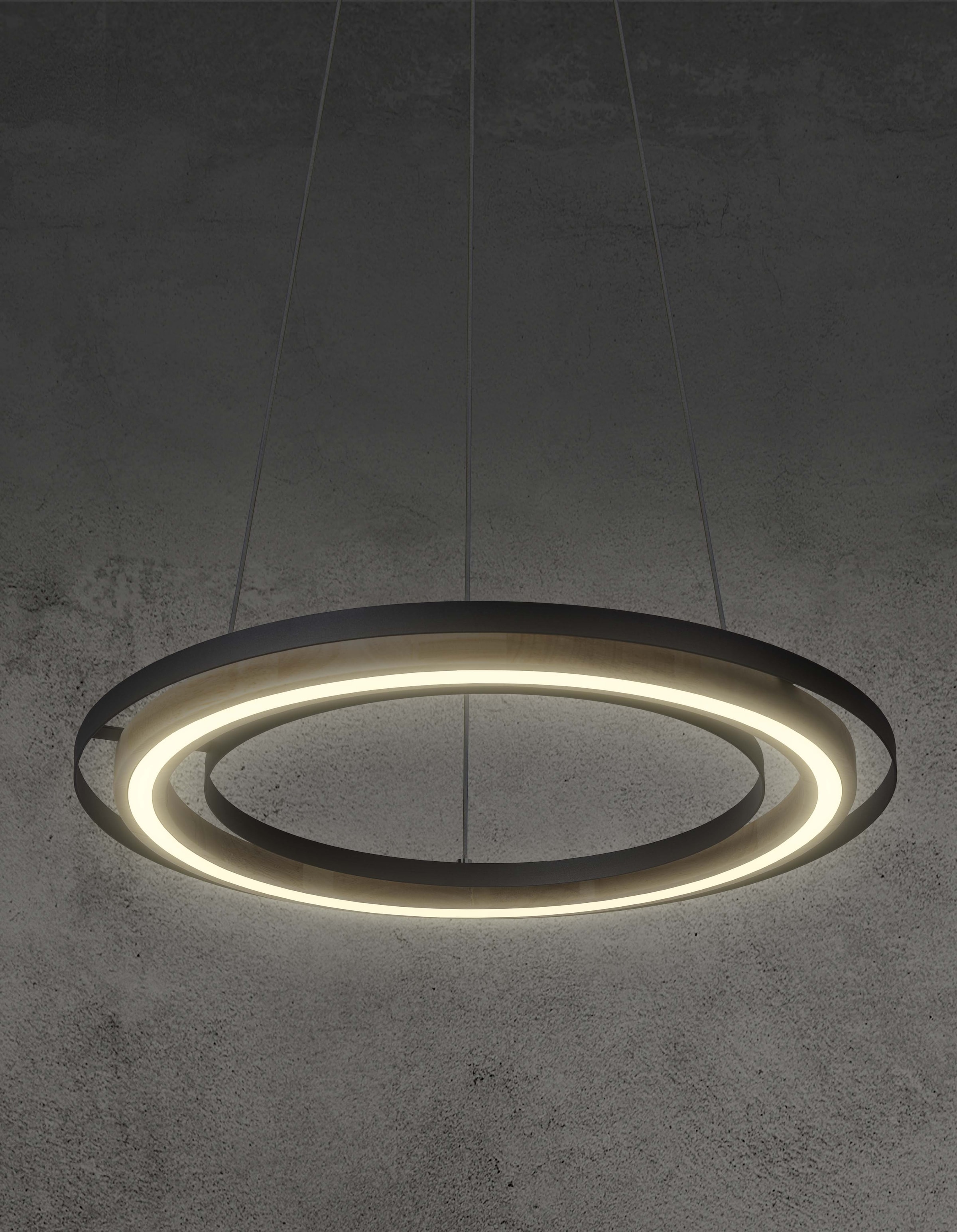 NOWA Hängeleuchte »RILAS« LED-Modul 1 Stk. Warmweiß Bambusschirm, LED, dimmbar per Wandschalter
