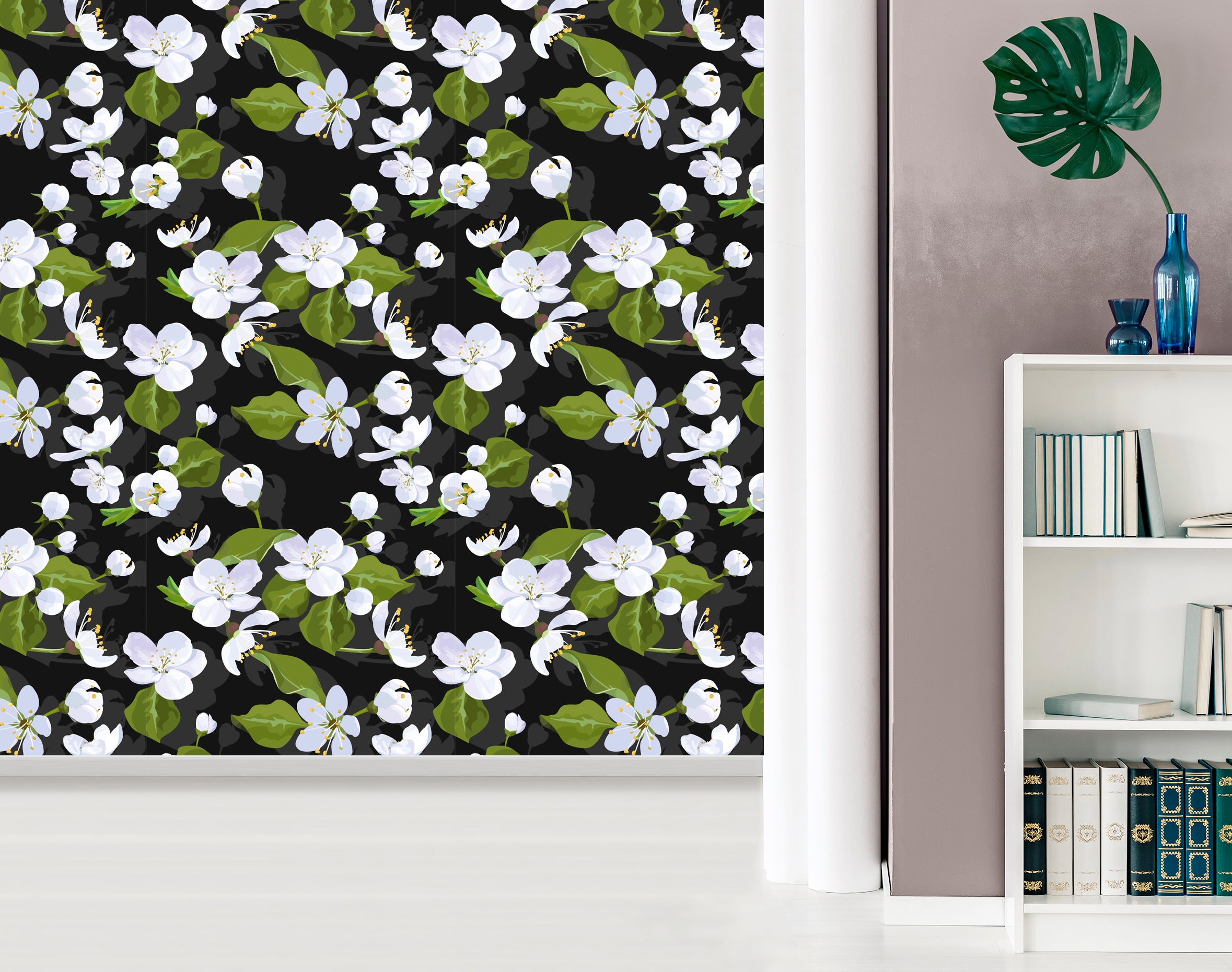 queence Vinyltapete »Amina« Motiv | bedruckt | botanisch | geblümt | gemustert | natürlich glatt 90x250cm, selbstklebend, kinderleichte Anbringung, , Sticker