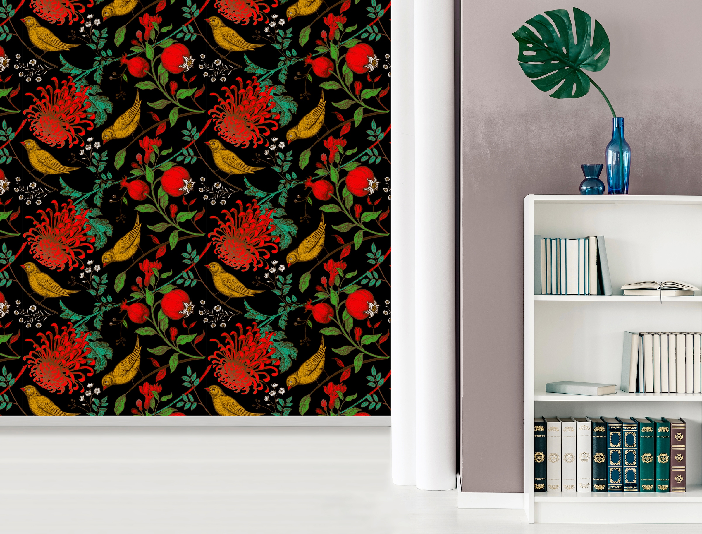 queence Vinyltapete »Liz«, bedruckt-Motiv-botanisch-floral-gemustert-natürlich, 90x250cm, selbstklebend, kinderleichte Anbringung, Sticker