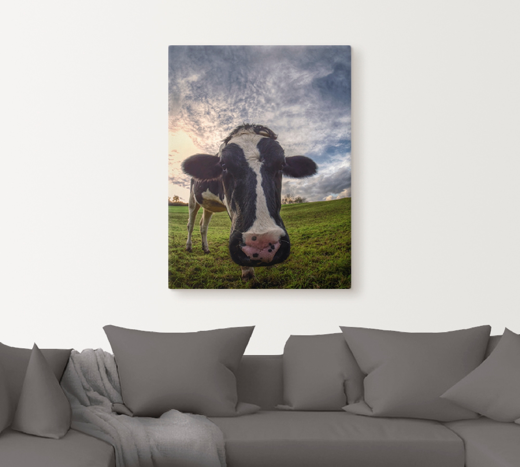 Artland Wandbild »Lustige Kuh«, Haustiere, (1 St.), als Leinwandbild, Wandaufkleber oder Poster in versch. Größen