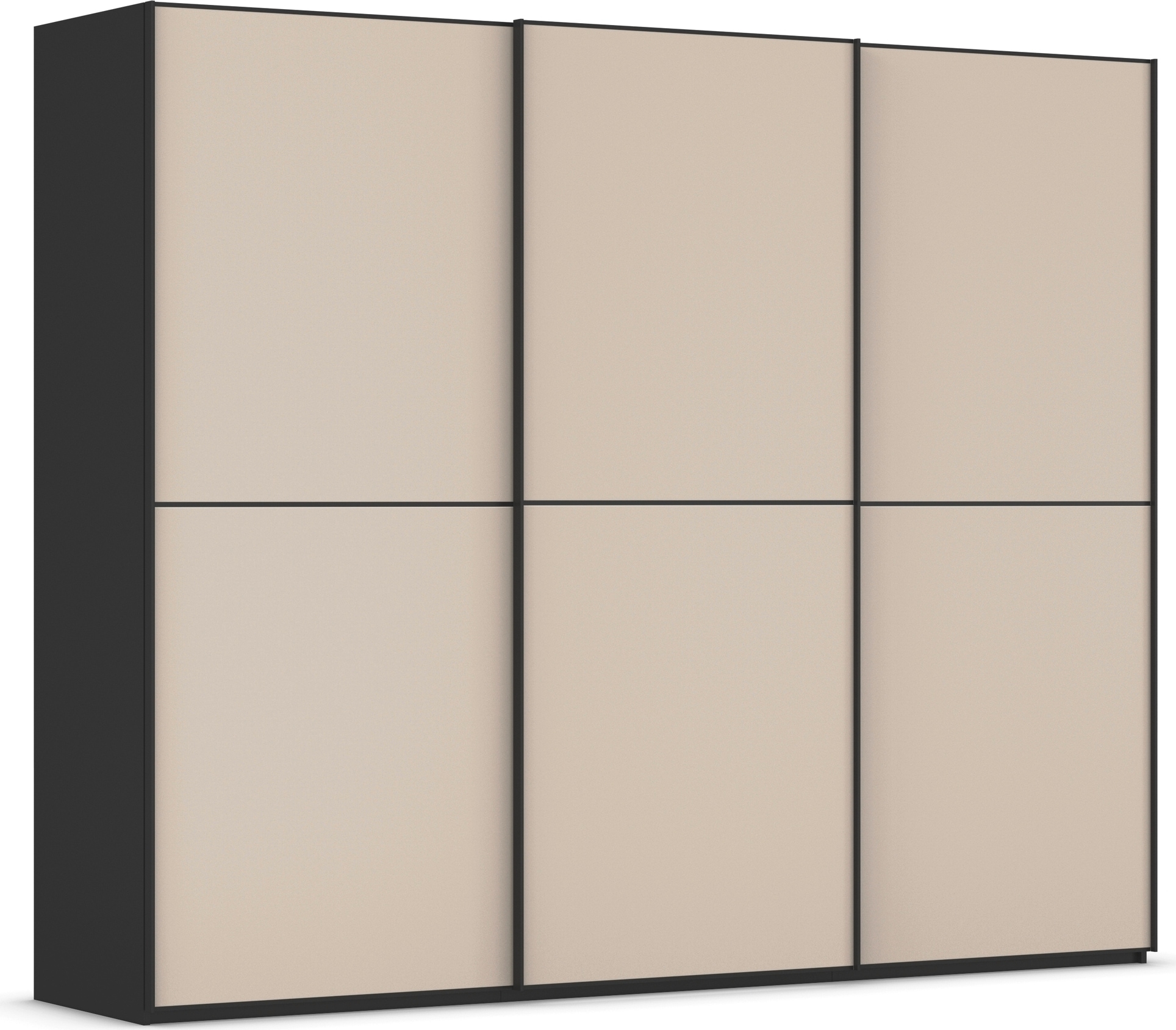 rauch Schwebetürenschrank "Kleiderschrank Schrank Garderobe Schlafzimmerschrank SCALE-DUO" edle zweigeteilte Türen Glas-Front mit 3 Zierleisten MADE IN GERMANY