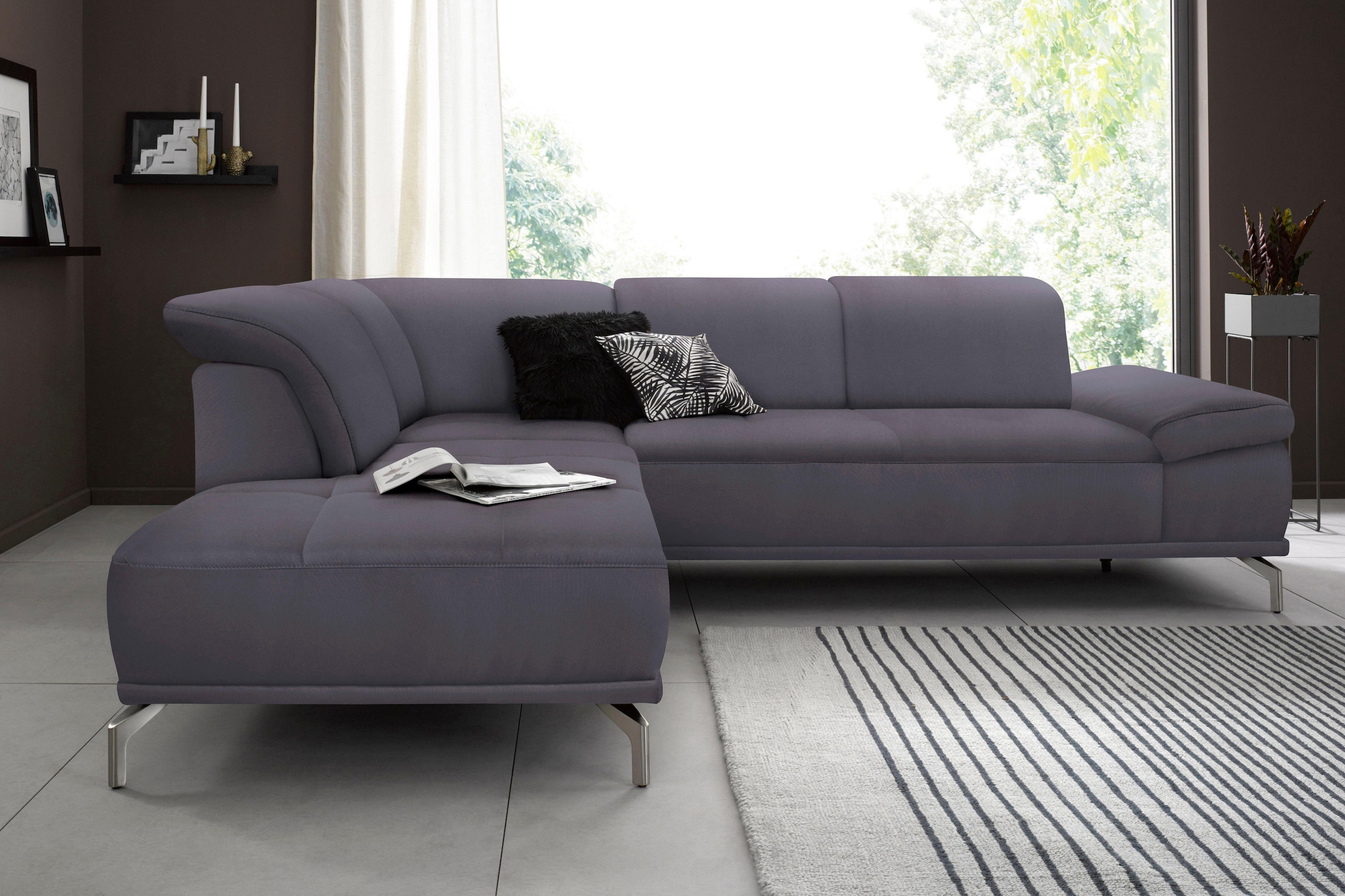 PLACES OF STYLE Ecksofa »Caluna« Inkl.Sitztiefenverstellung, wahlweise mit Kopf- und Armteilverstellung