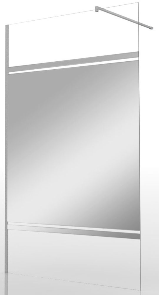 Marwell Walk-in-Dusche, mit verspiegelten Sichtschutzstreifen, verchromtes Wandprofil