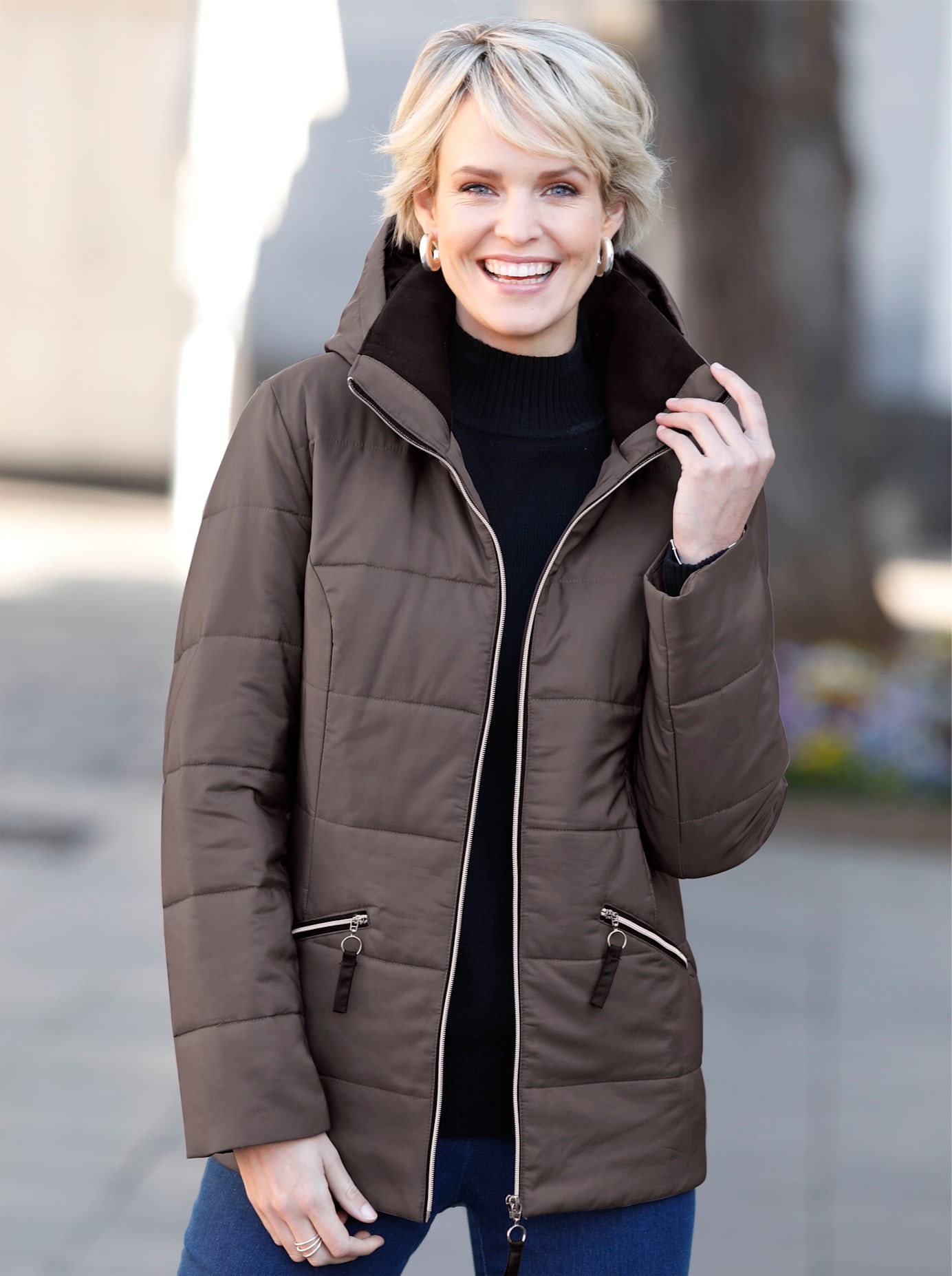 Classic Basics Steppjacke, mit Kapuze