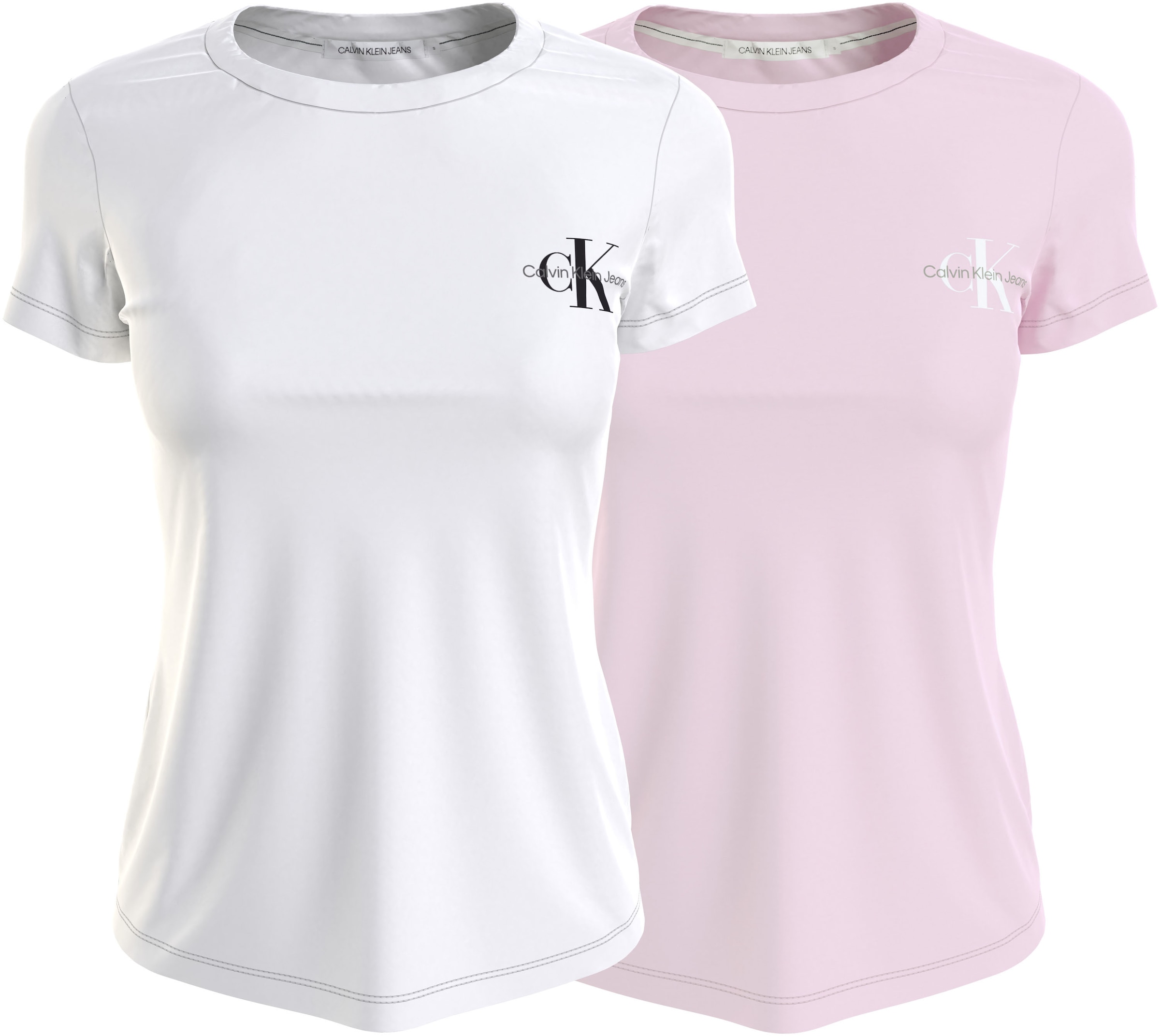 Calvin Klein Jeans Rundhalsshirt "2-PACK MONOLOGO SLIM TEE", mit Calvin Klein Jeans Logoprint auf der Brust