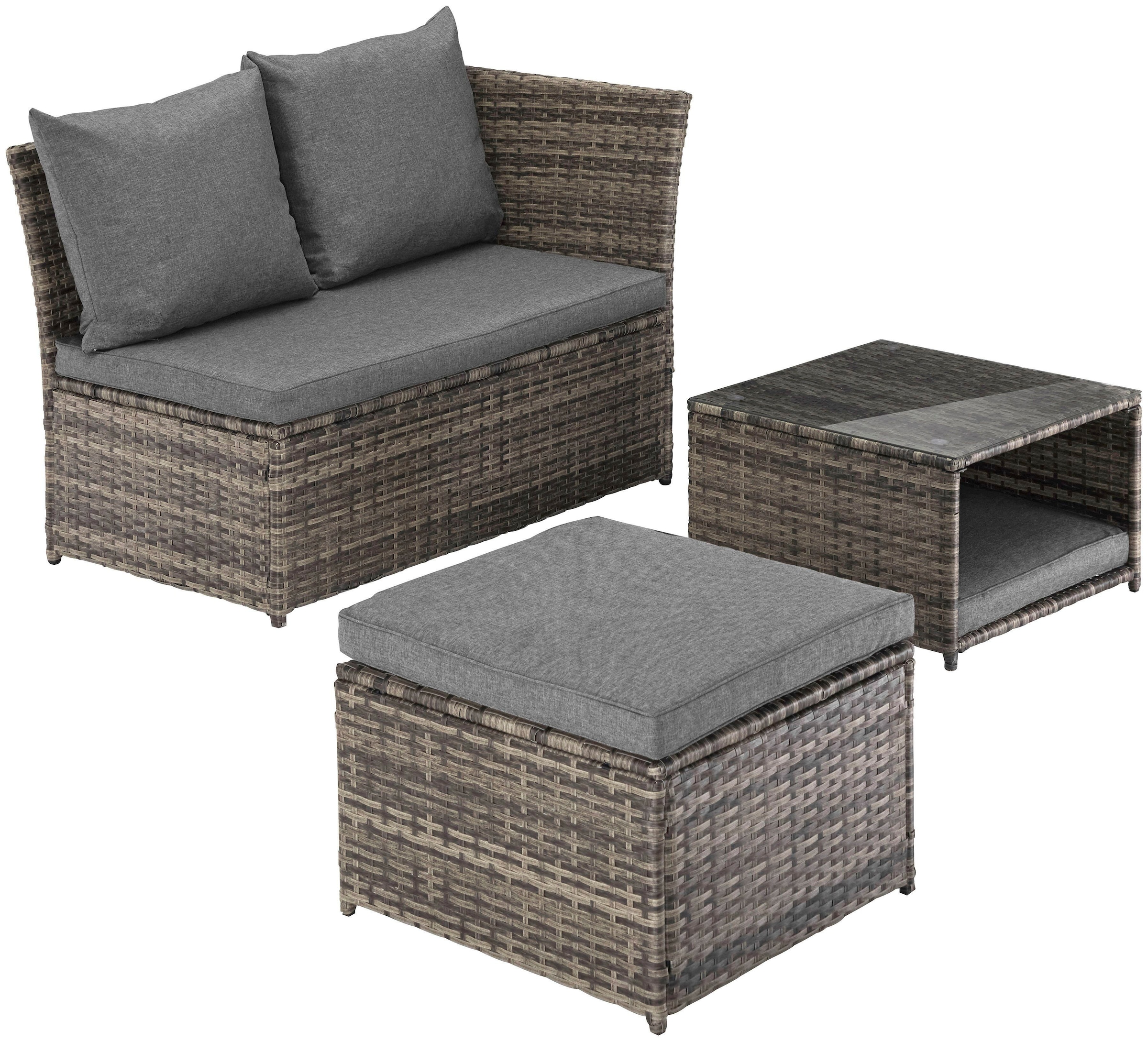 KONIFERA Gartenlounge-Set »Marseille«, (8 tlg.), Sofa, Tisch 57x57 cm, Hocker, Polyrattan