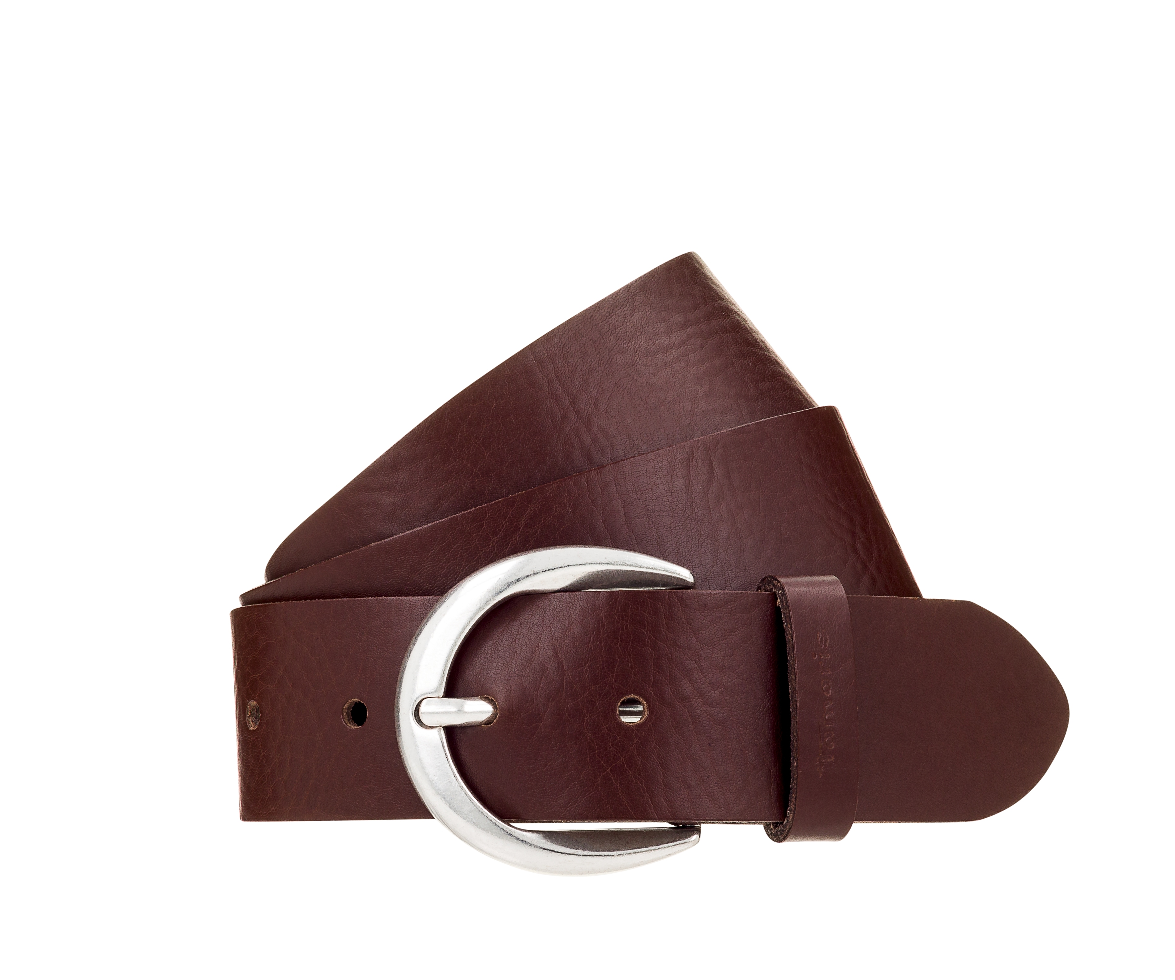 Tamaris Ledergürtel "Charlotte Silver" mit halbrunder Dornschließe in poliertem Silber, 4 cm breit