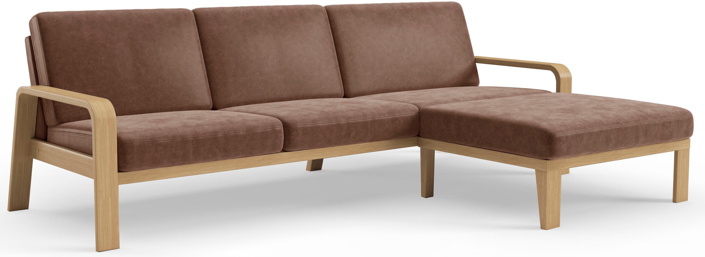 sit&more Ecksofa »Kolding L-Form«, Armlehnen aus Buchenholz in natur, verschiedene Bezüge und Farben