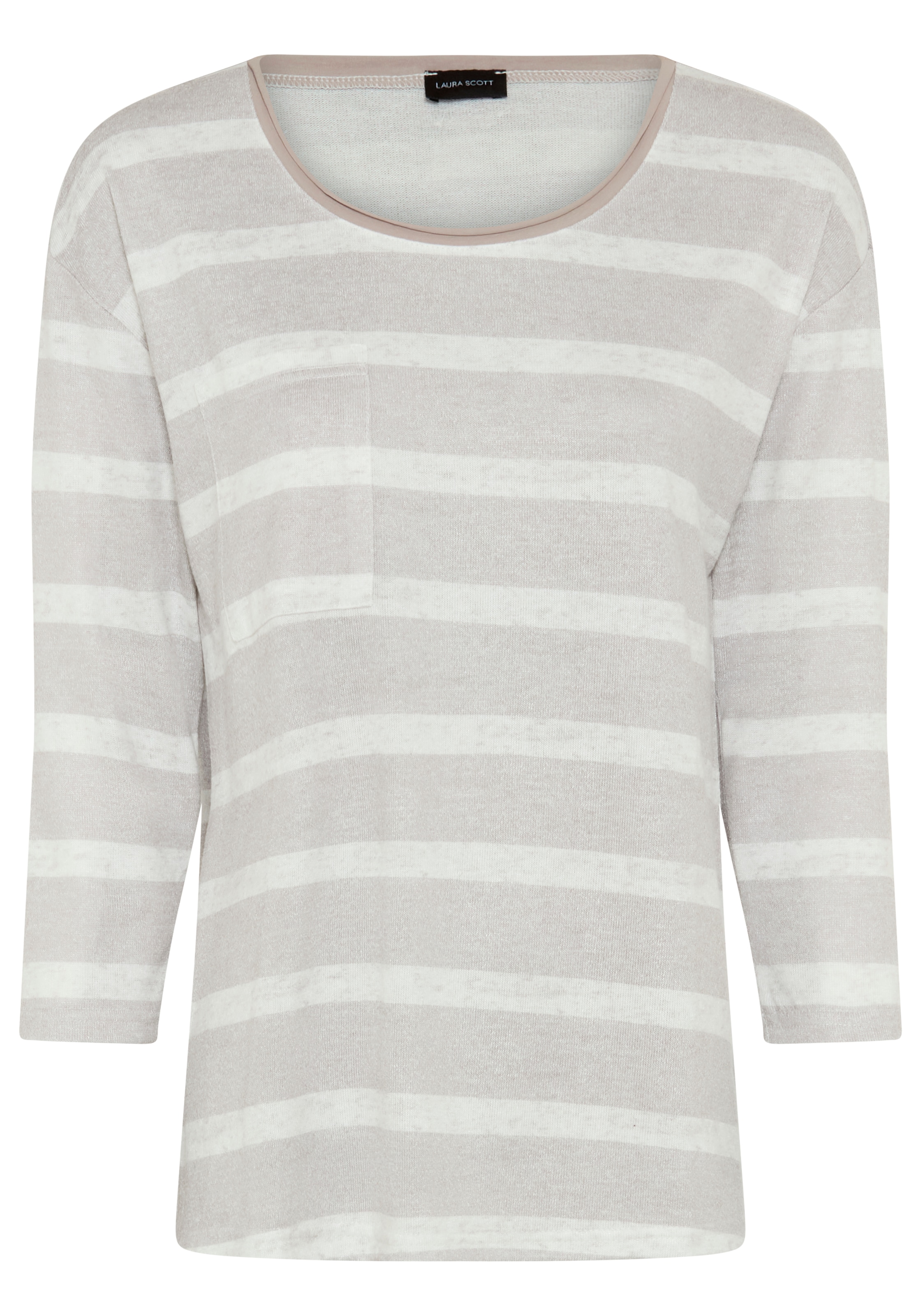 Laura Scott Streifenpullover leichter Übergangspullover mit seitlichem Schlitz und Tasche