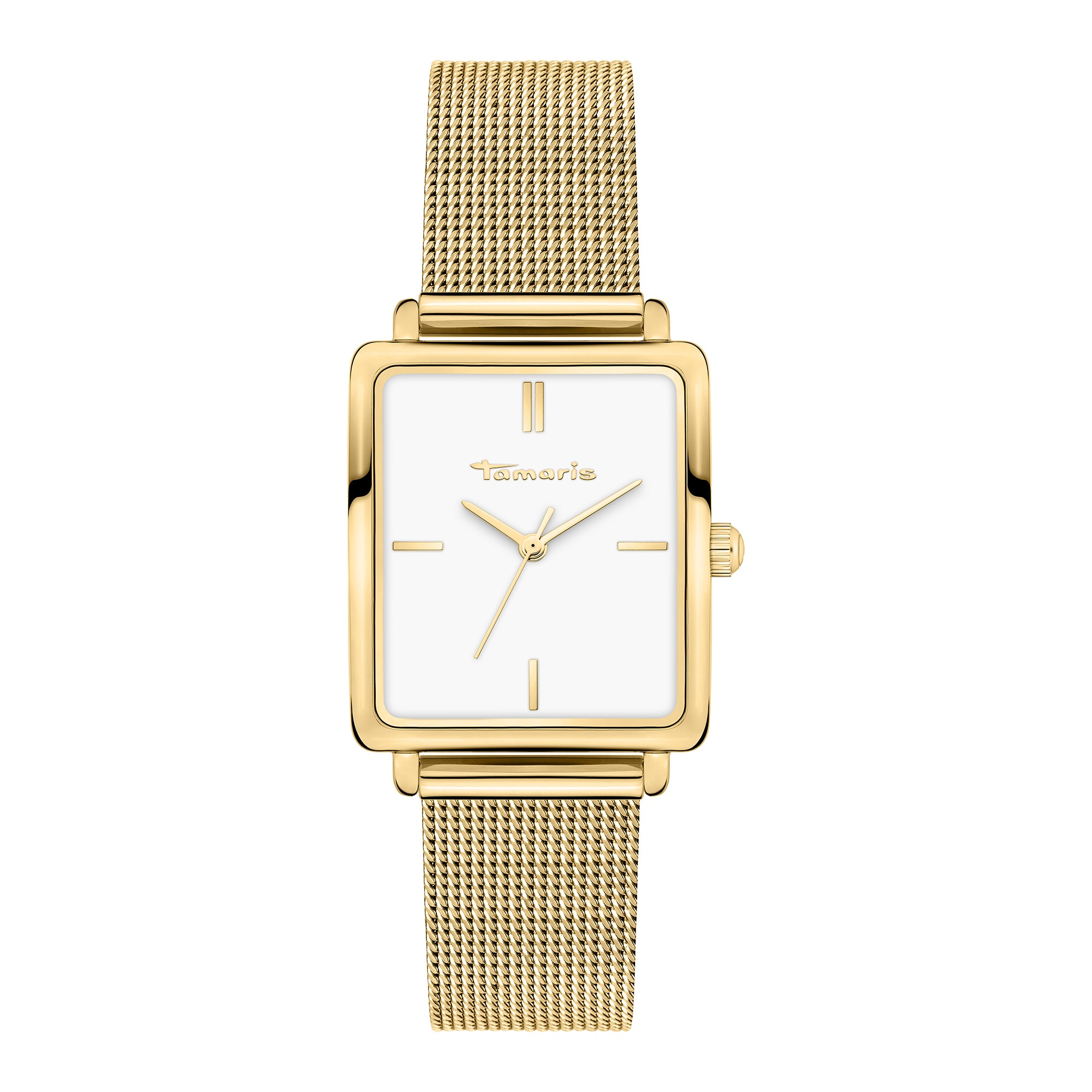 Tamaris Quarzuhr »Square Meets Mesh« Armbanduhr, Damenuhr, Edelstahlarmband, analog